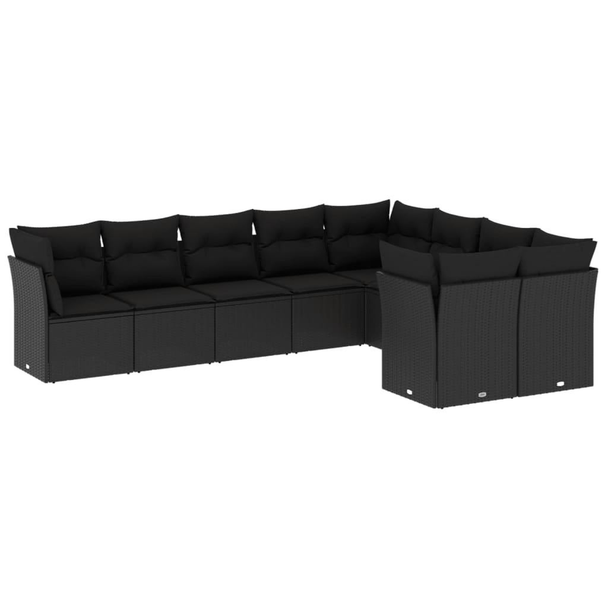 Voir la diapositive 2 : VIDAXL Salon de jardin 9 pcs avec coussins noir resine tressee