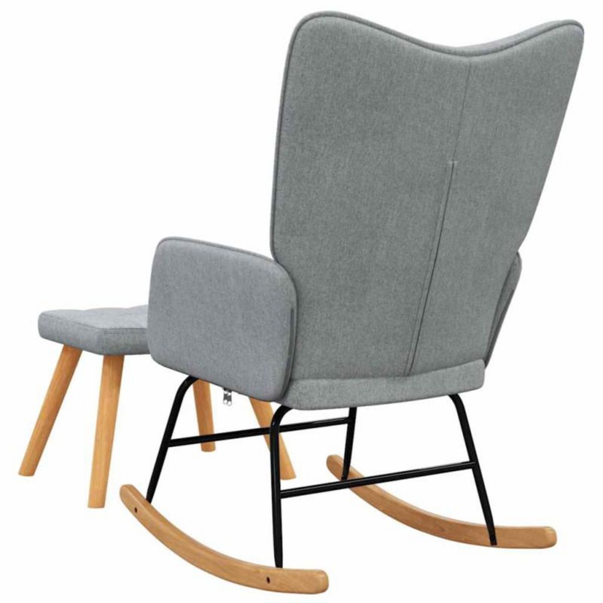 VIDAXL Chaise à bascule avec tabouret Gris clair Tissu