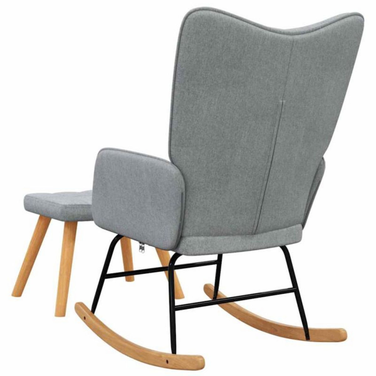 VIDAXL Chaise à bascule avec tabouret Gris clair Tissu