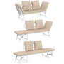 Voir la diapositive 4 : ID MARKET Canapé de jardin, banquette convertible NOLA 2/3 places avec accoudoirs inclinables métal blanc et coussins beige