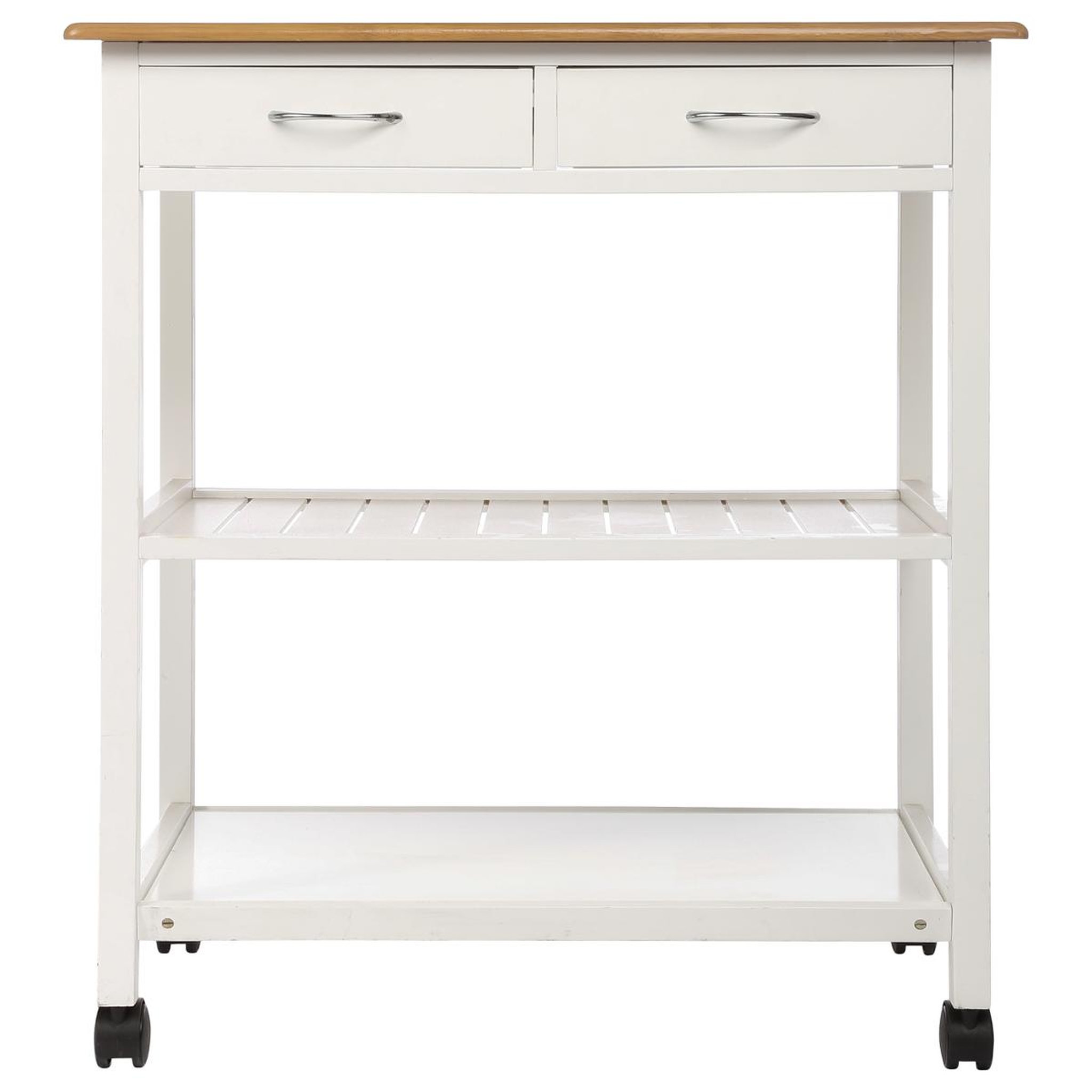 Voir la diapositive 2 : FIVE SIMPLY SMART Desserte de cuisine sur roulettes en bois blanc - 2 tiroirs - 78 cm x 48 cm x H 87 cm