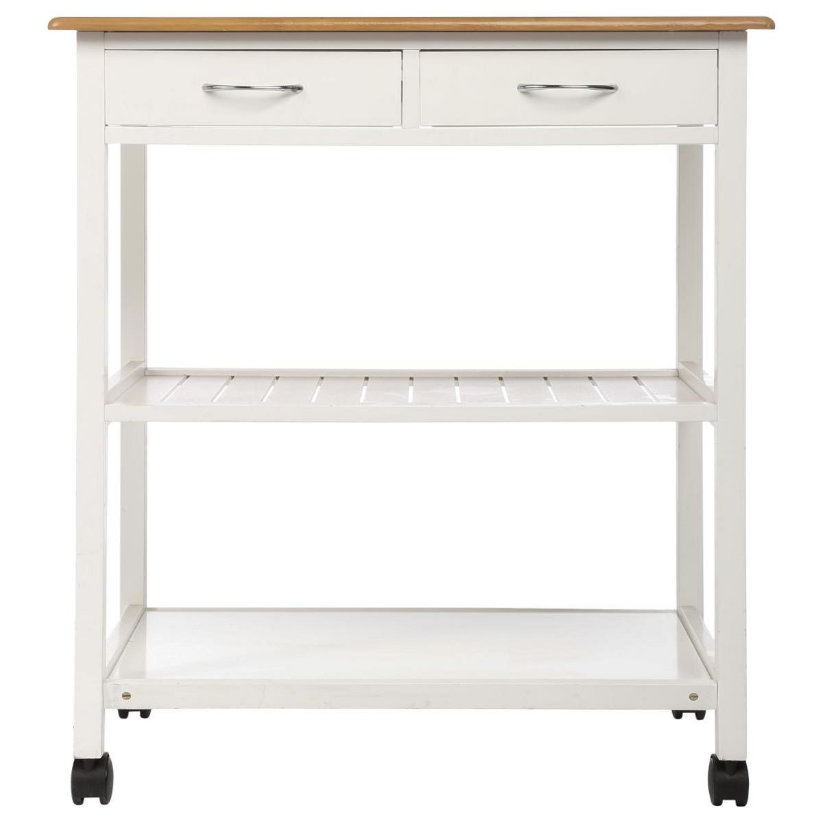 FIVE SIMPLY SMART Desserte de cuisine sur roulettes en bois blanc - 2 tiroirs - 78 cm x 48 cm x H 87 cm