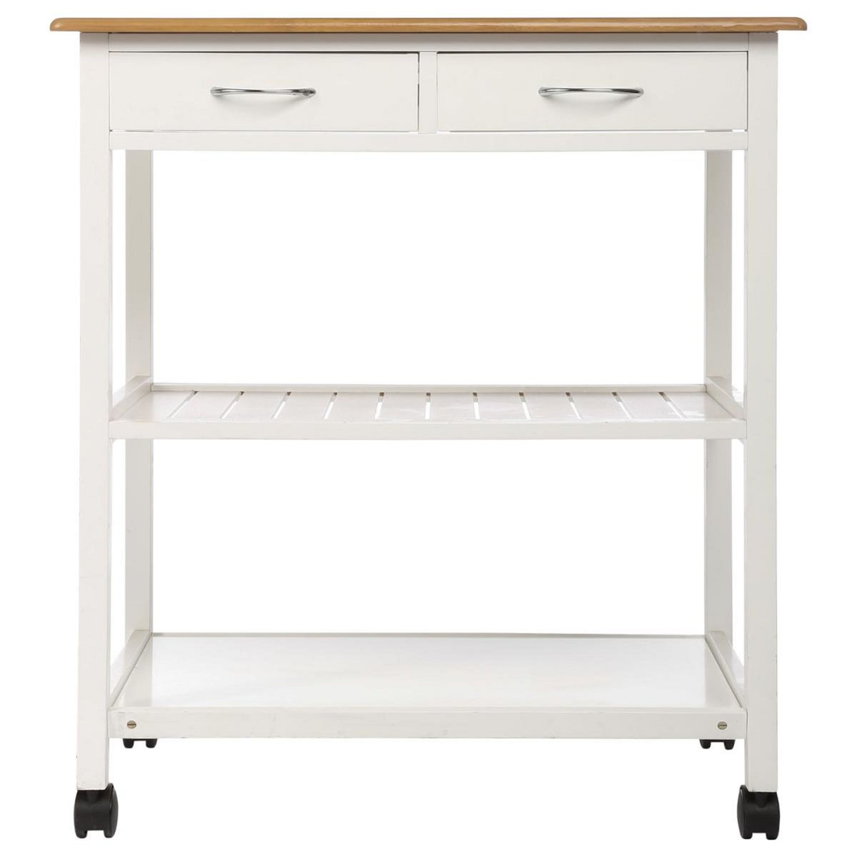 FIVE SIMPLY SMART Desserte de cuisine sur roulettes en bois blanc - 2 tiroirs - 78 cm x 48 cm x H 87 cm