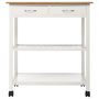 Voir la diapositive 2 : FIVE SIMPLY SMART Desserte de cuisine sur roulettes en bois blanc - 2 tiroirs - 78 cm x 48 cm x H 87 cm