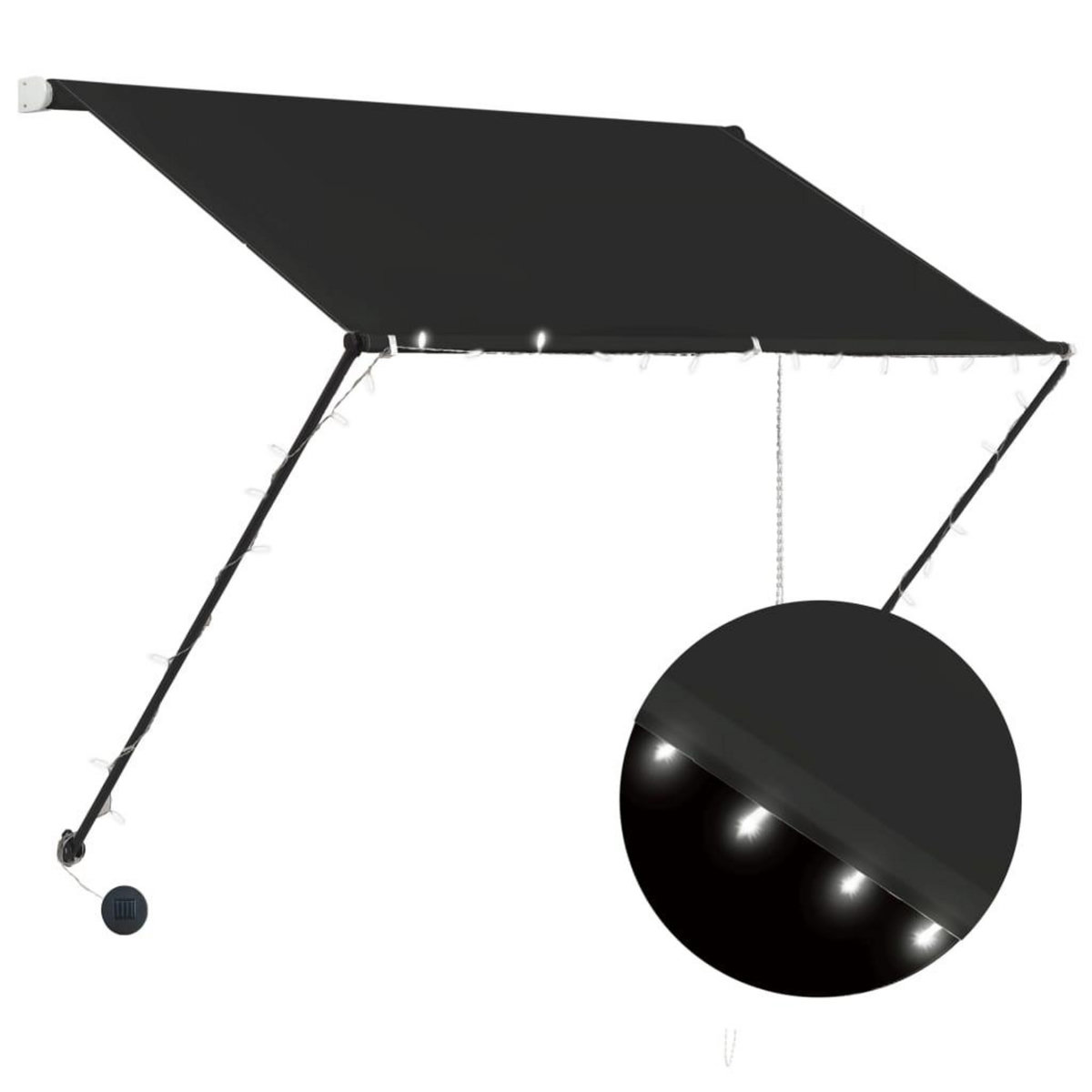 VIDAXL Auvent retractable avec LED 200x150 cm Anthracite