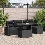VIDAXL Salon de jardin 6 pcs avec coussins noir resine tressee