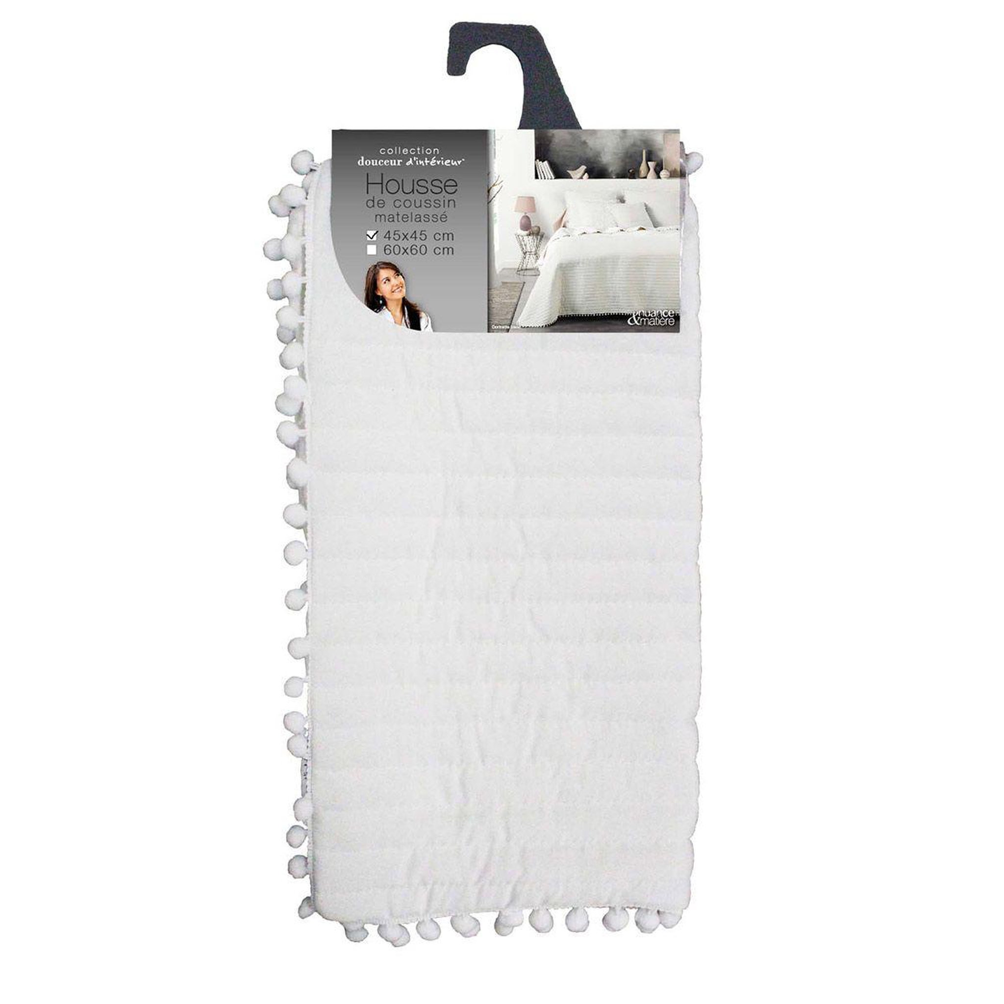 Voir la diapositive 3 : Douceur d'Intérieur Housse de coussin  dorinette  45x45cm blanc