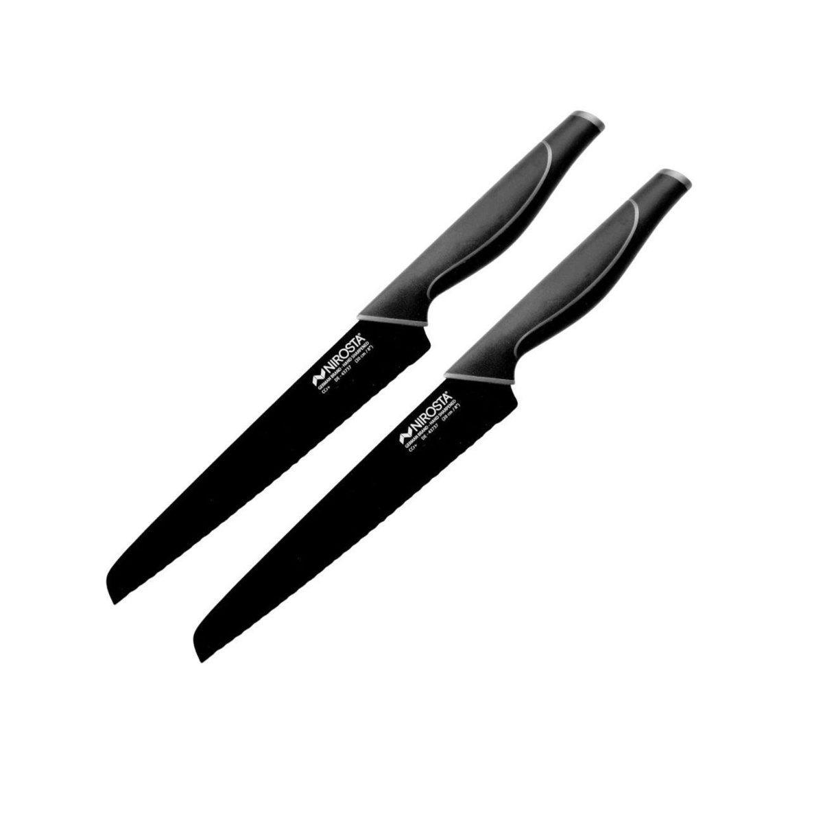 NIROSTA Ensemble de 2 Couteaux à pain dentelé Nirosta Black Edition