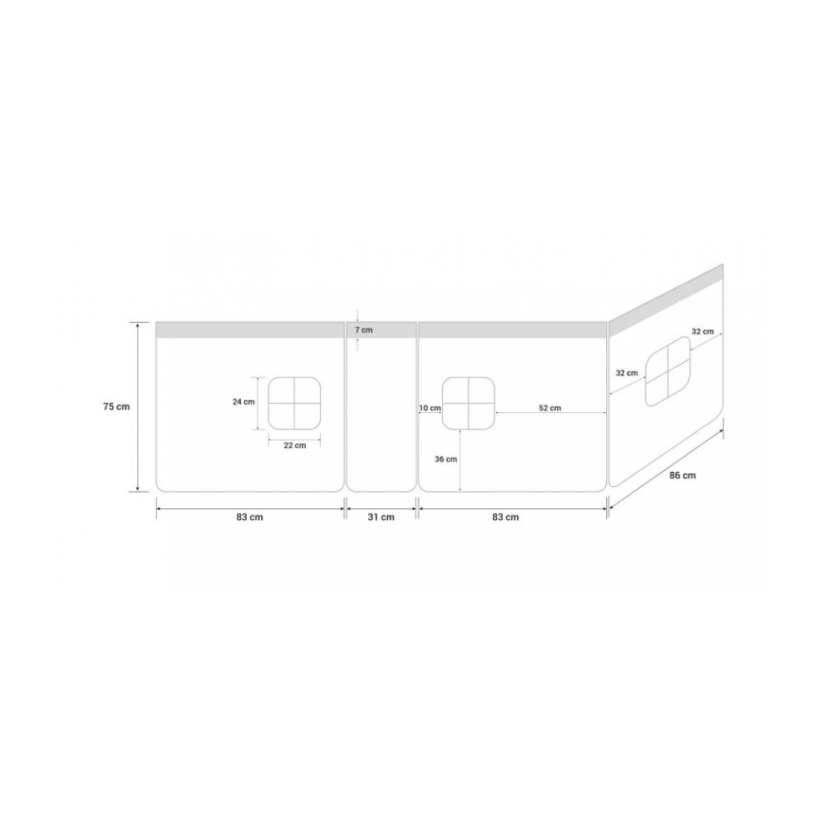 HomeStyle4U Rideau de lit pour lit mezzanine en coton Noir