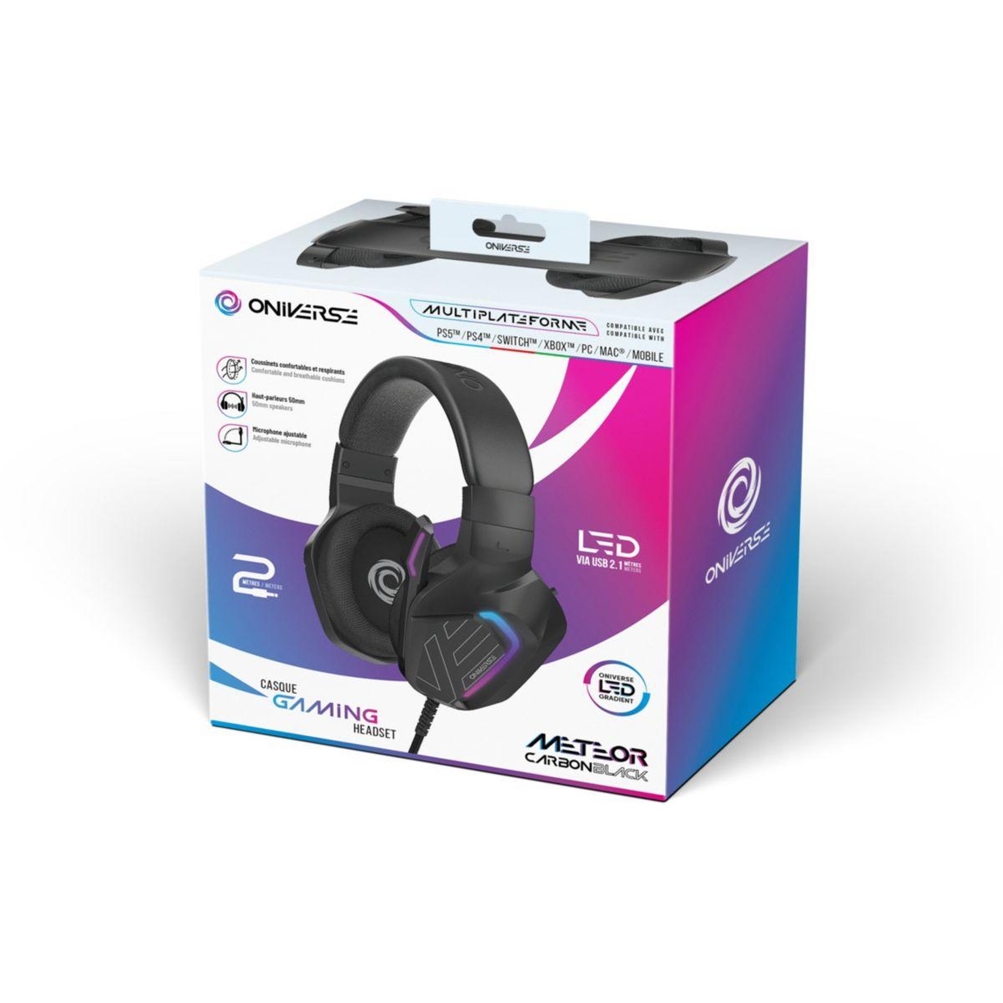 ONIVERSE Casque gamer Meteor Carbon Black