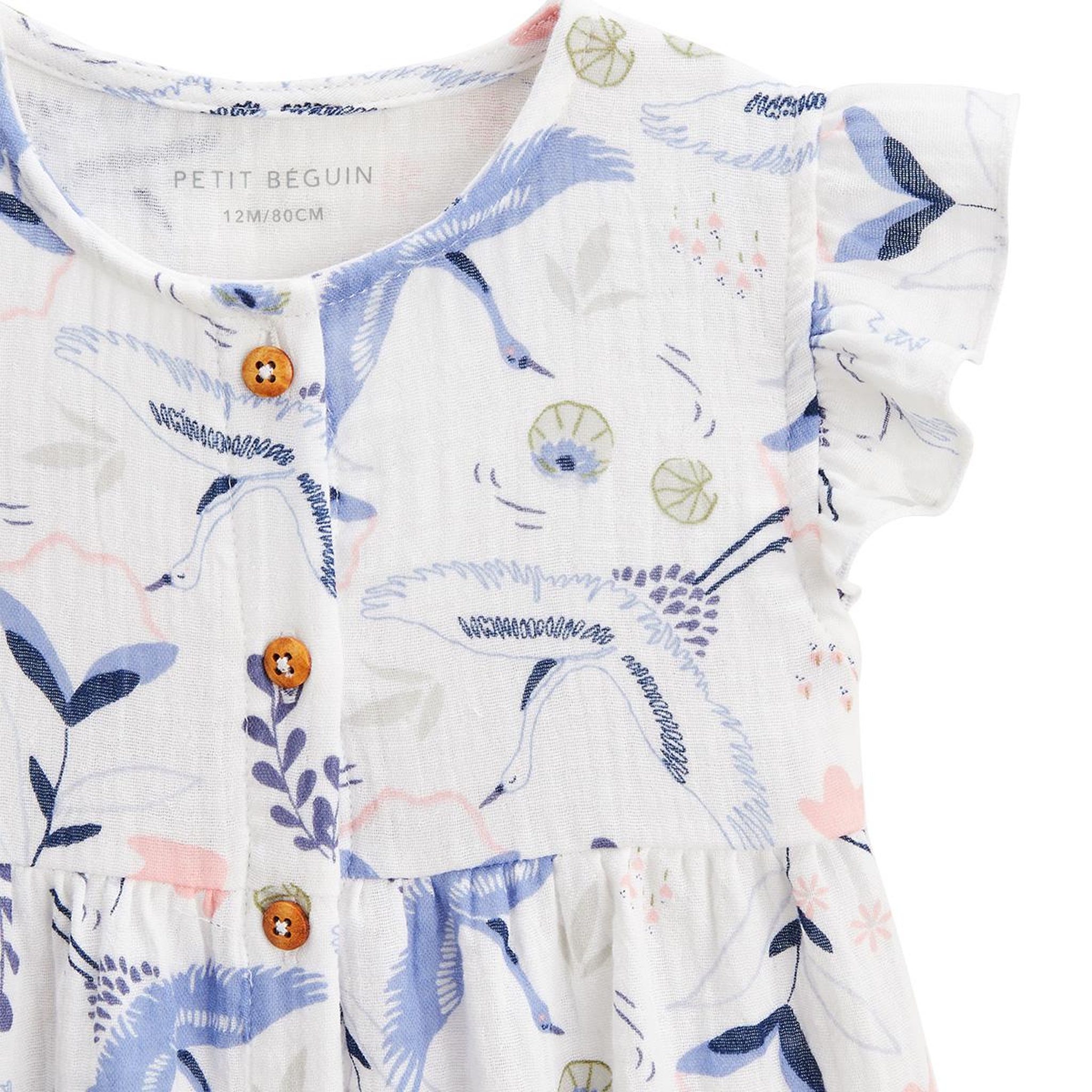 Voir la diapositive 3 : PETIT BEGUIN Blouse bébé en gaze de coton tiana