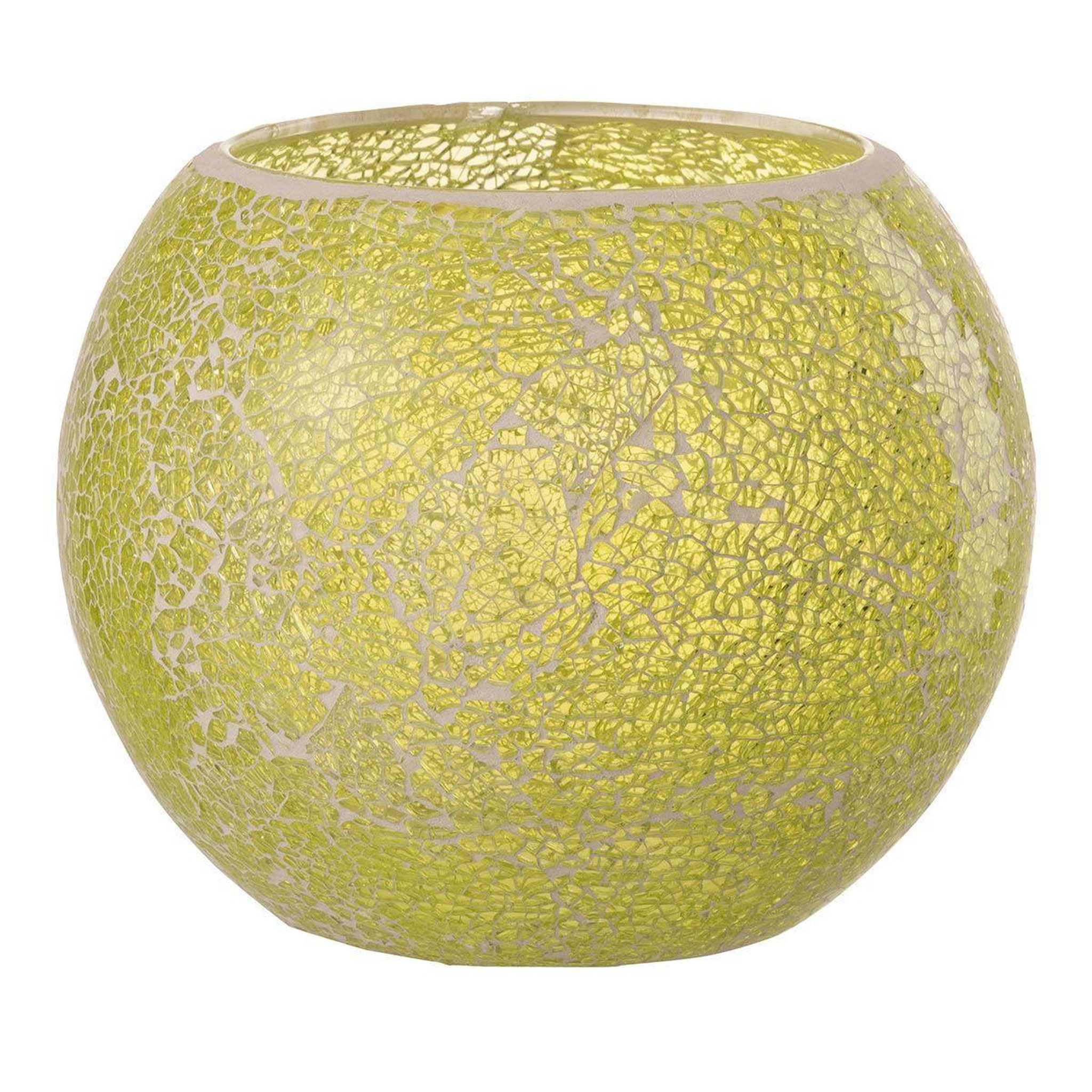J-LINE Photophore rond déco  mosaïques  20cm jaune