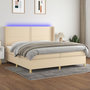 Voir la diapositive 1 : VIDAXL Sommier a lattes de lit matelas et LED Creme 200x200 cm Tissu