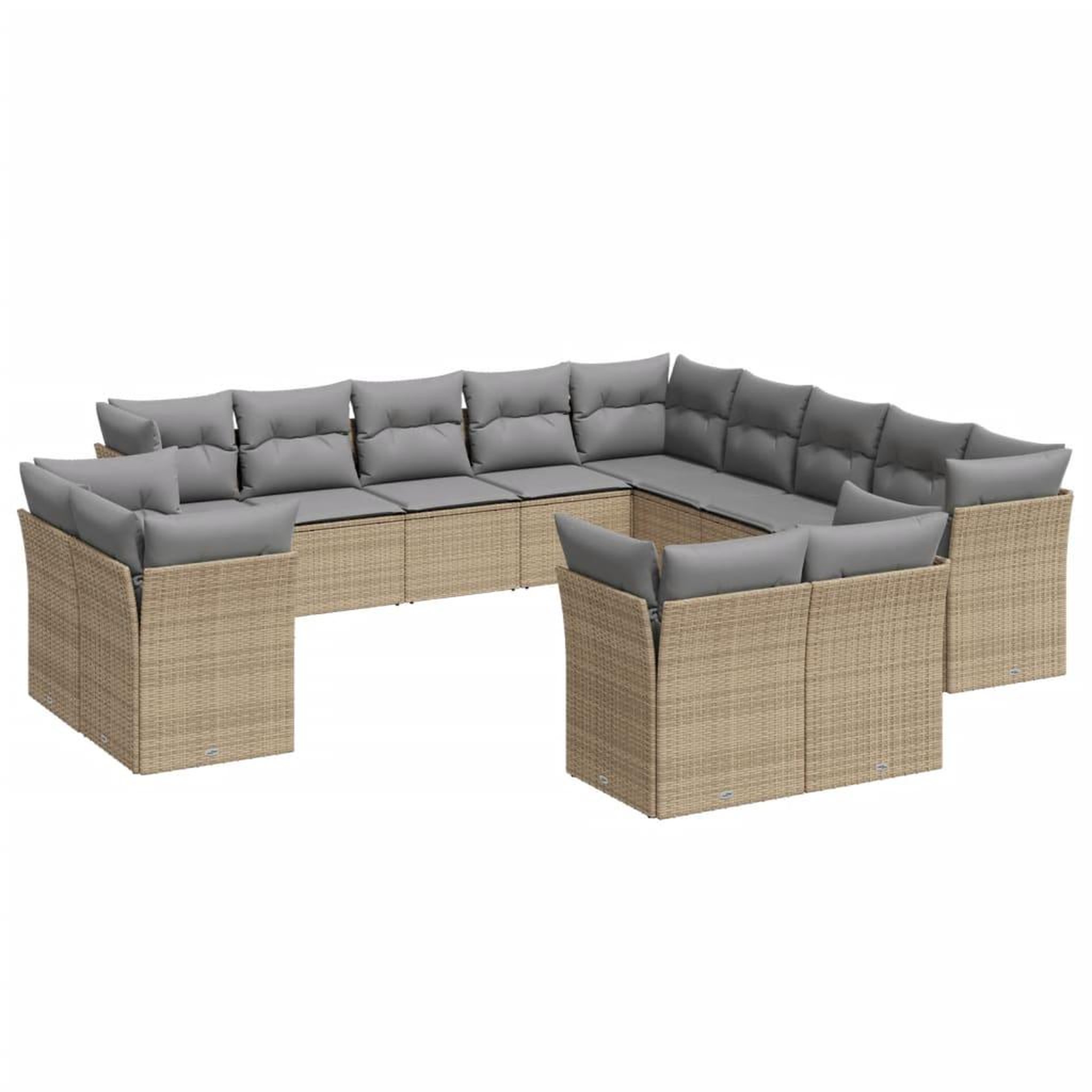 Voir la diapositive 2 : VIDAXL Salon de jardin avec coussins 13 pcs beige resine tressee