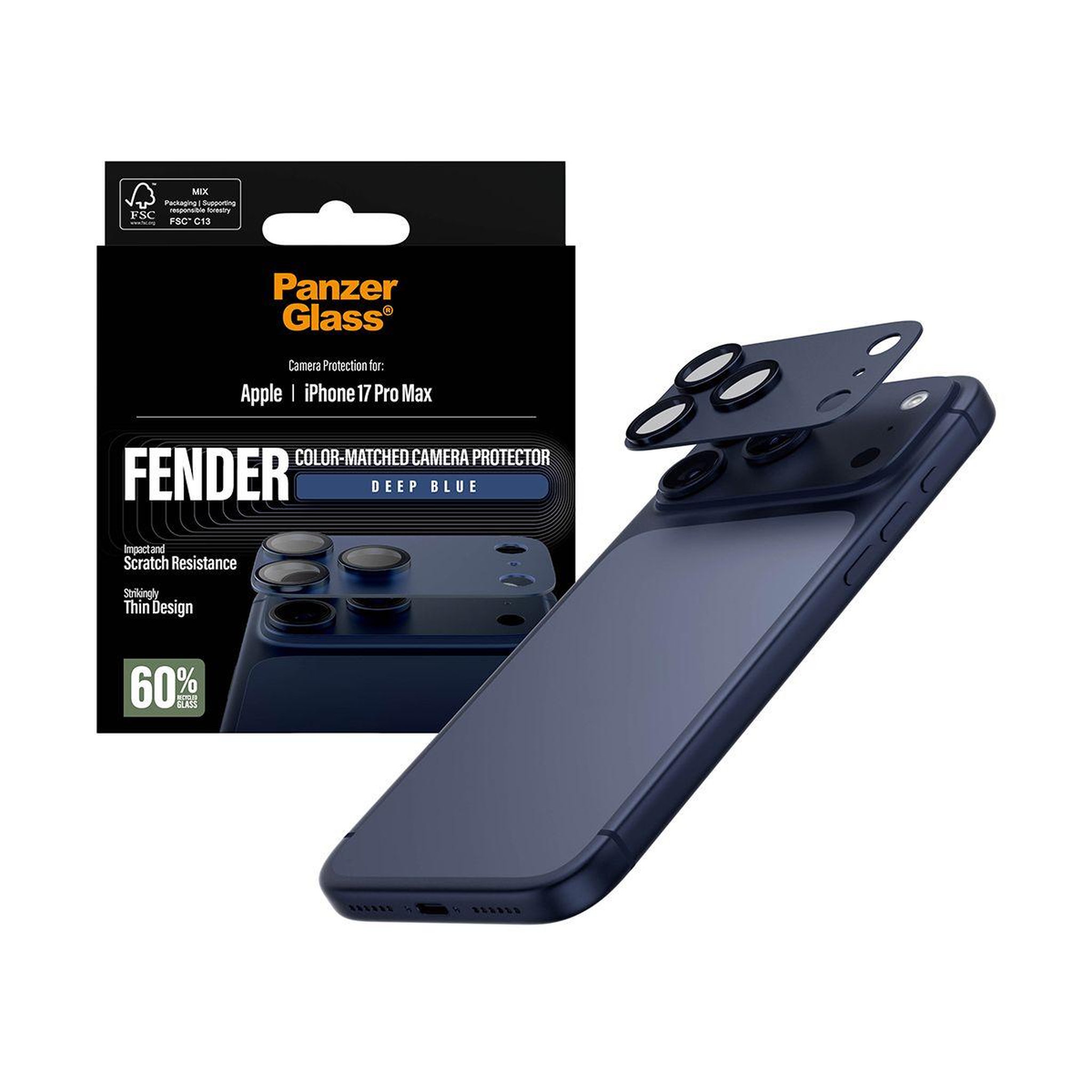 Voir la diapositive 5 : PANZERGLASS Protège objectif iPhone 17 Pro Max protège obj Bleu int