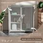 Voir la diapositive 5 : OUTSUNNY Abri de jardin armoire de jardin sur pied dim. 110L x 55l x 117H cm 2 étagères 2 portes toit bitumé bois sapin pré-huilé gris clair