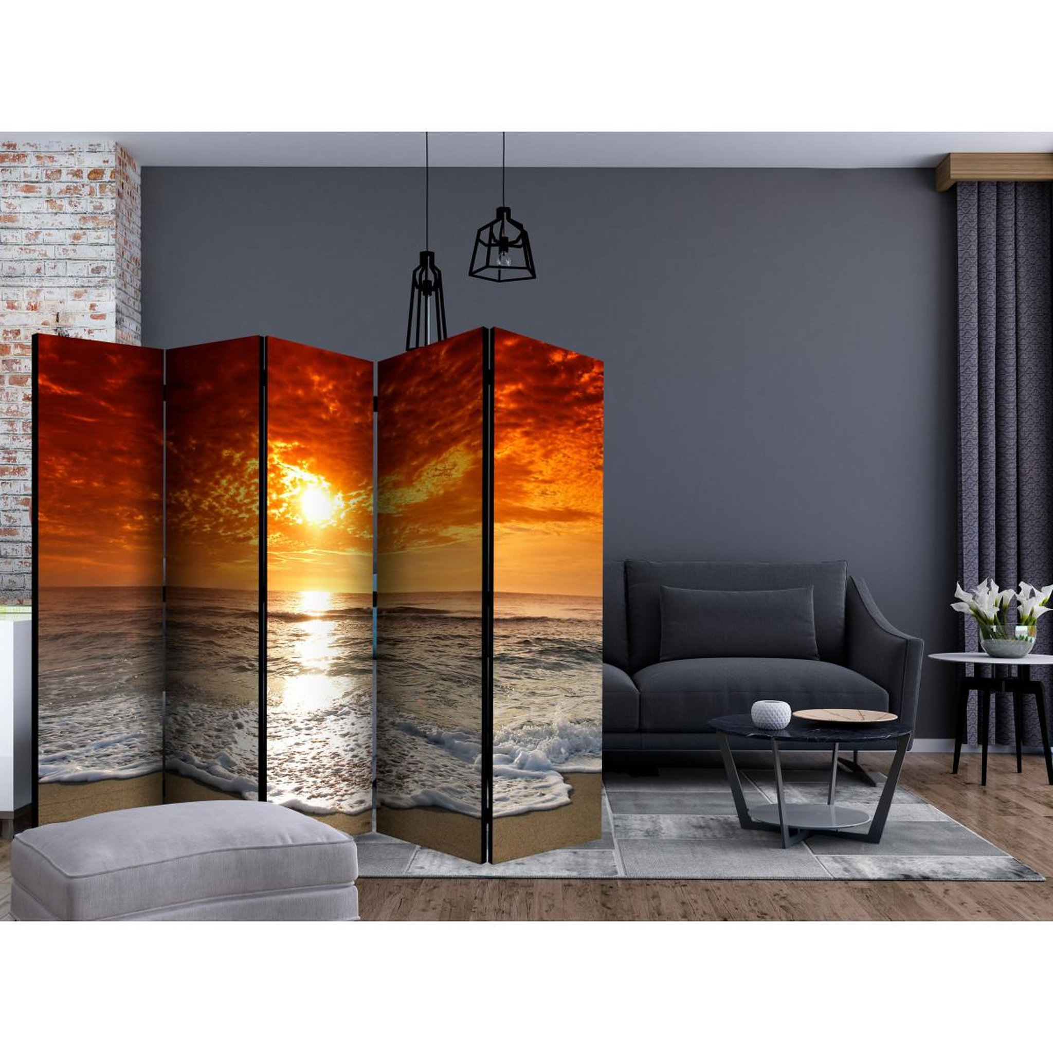 Voir la diapositive 2 : Paris Prix Paravent 5 volets  marvelous sunset  172x225cm