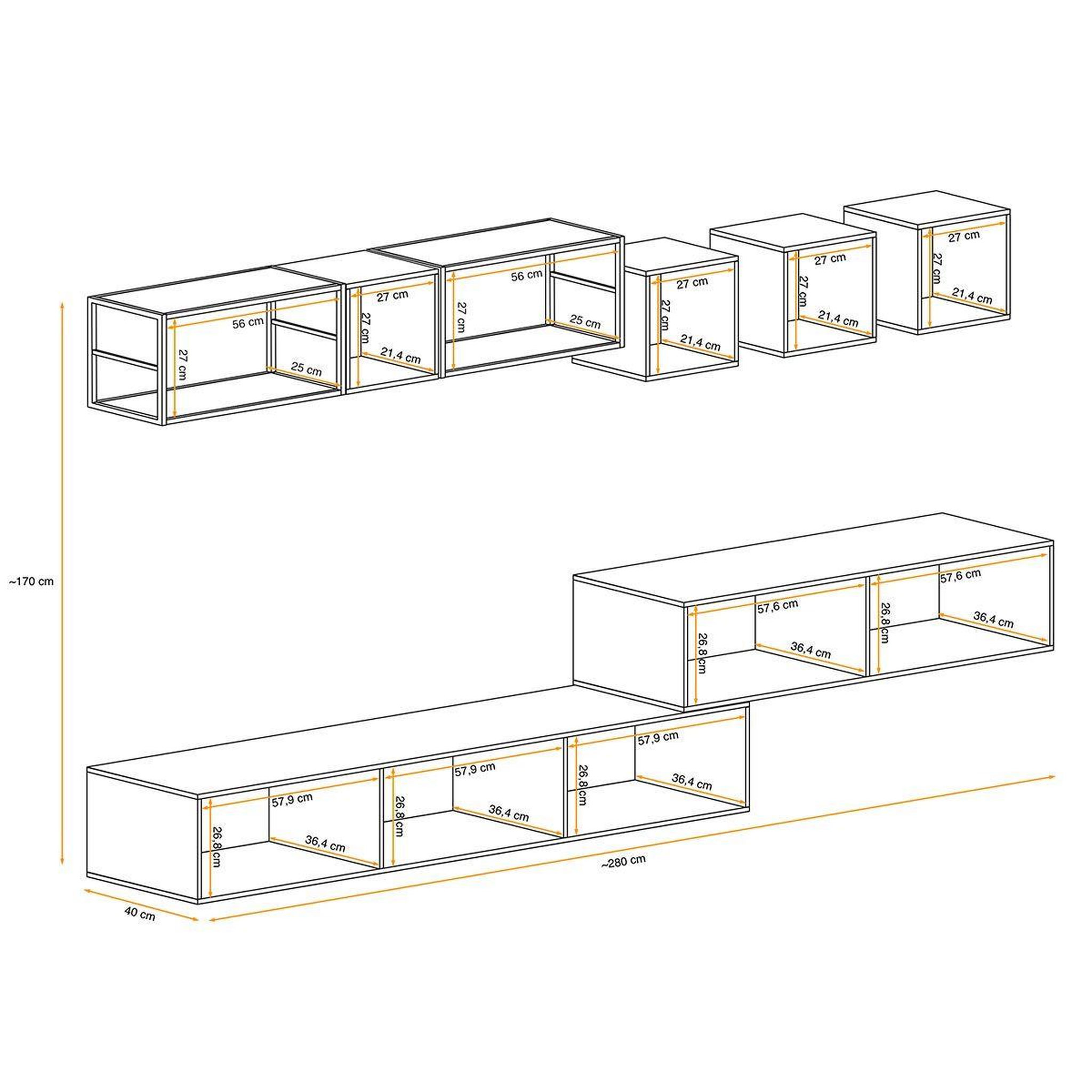 Voir la diapositive 4 : Paris Prix Ensemble meuble tv design  switch iii  280cm blanc & noir
