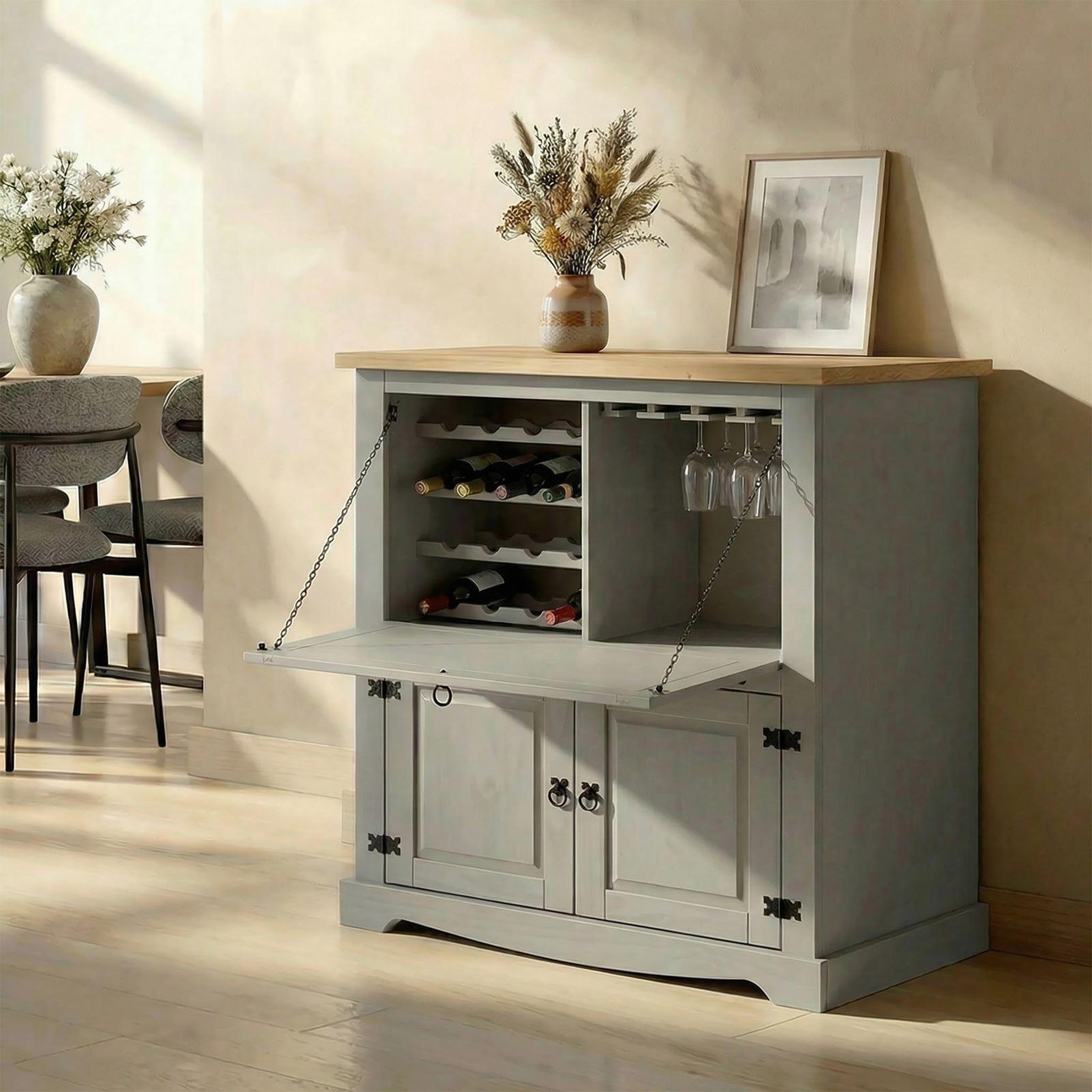 Voir la diapositive 2 : IDIMEX Meuble bar à vin en pin TEQUILA style mexicain