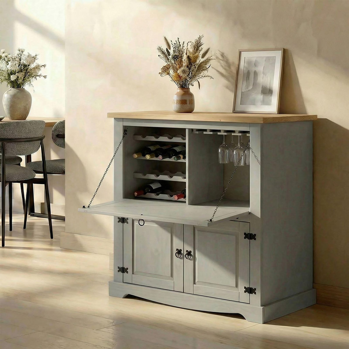 IDIMEX Meuble bar à vin en pin TEQUILA style mexicain
