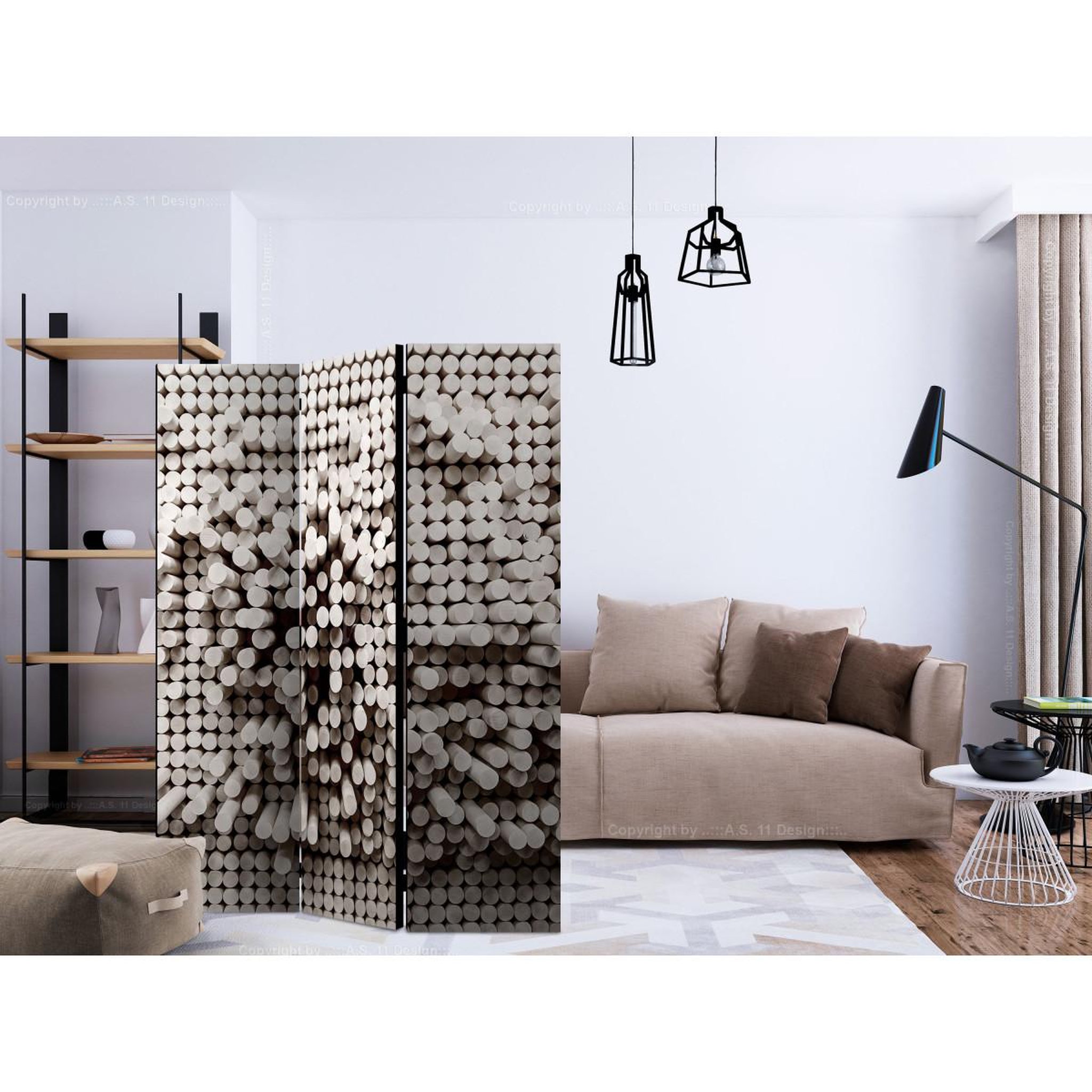 Voir la diapositive 2 : Paris Prix Paravent 3 volets  white fortress  135x172cm