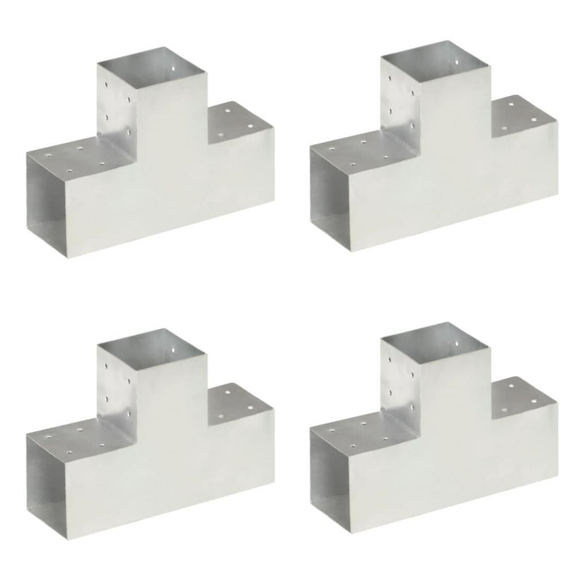 VIDAXL Connecteurs de poteau 4pcs Forme en T Metal galvanise 101x101mm