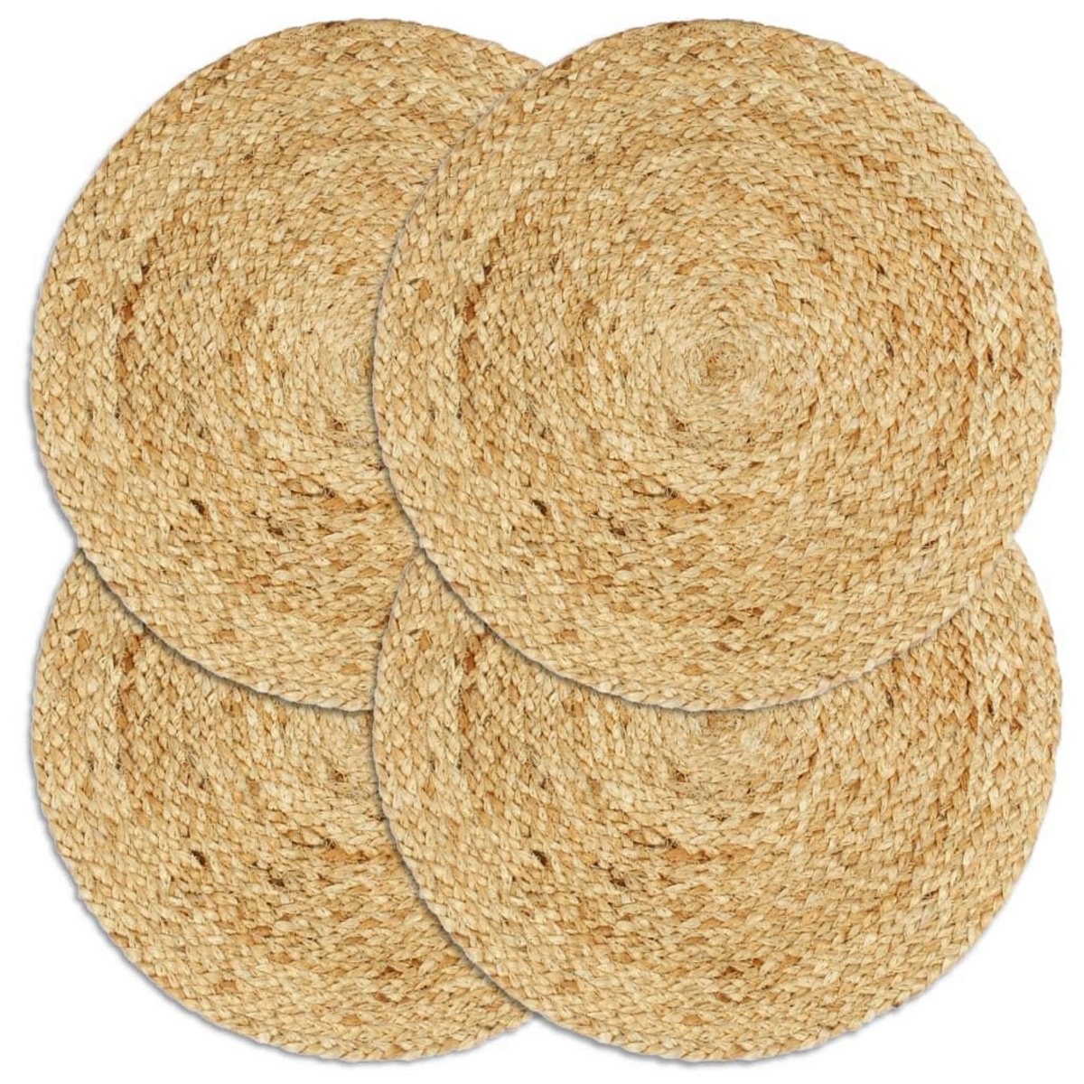 VIDAXL Napperons 4 pcs Naturel Plain 38 cm Rond Jute
