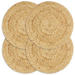 VIDAXL Napperons 4 pcs Naturel Plain 38 cm Rond Jute