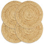 Voir la diapositive 1 : VIDAXL Napperons 4 pcs Naturel Plain 38 cm Rond Jute