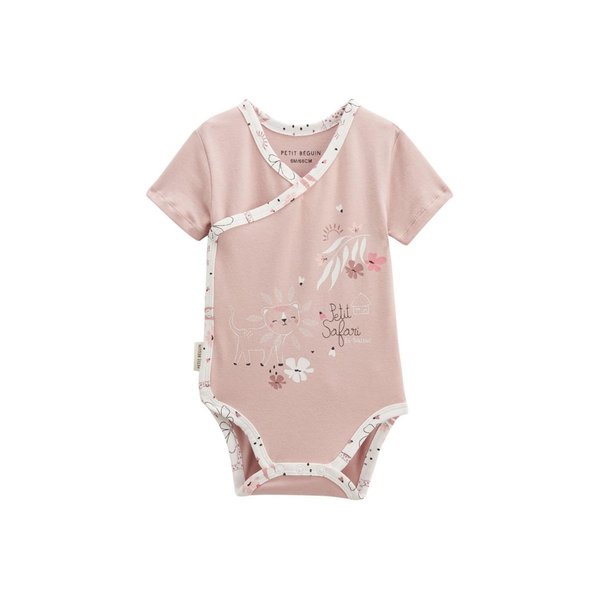 Petit Béguin Lot de 2 bodies bébé manches courtes ouverture croisée Petit Safari