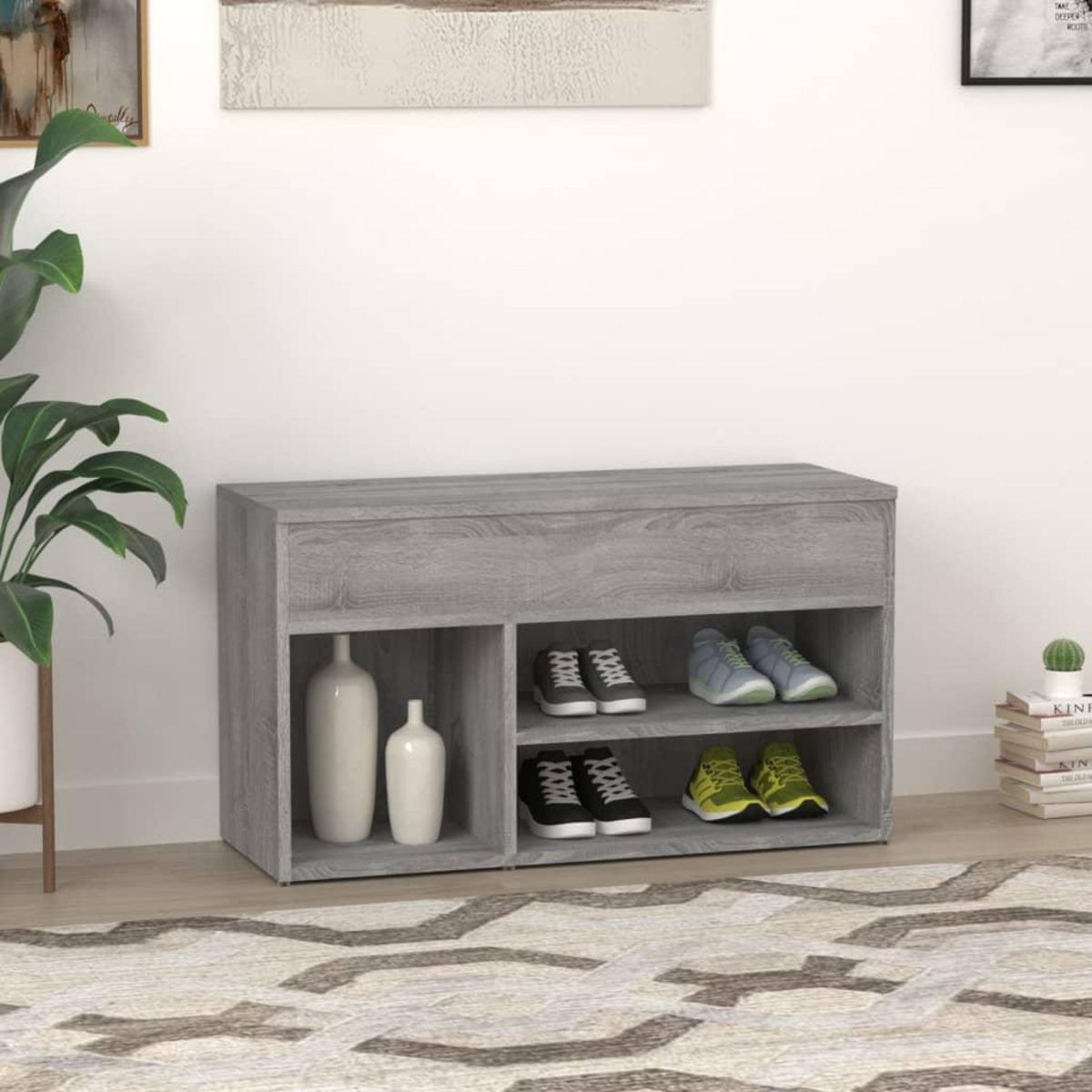 VIDAXL Banc a chaussures Sonoma gris 80x30x45 cm Bois d'ingenierie