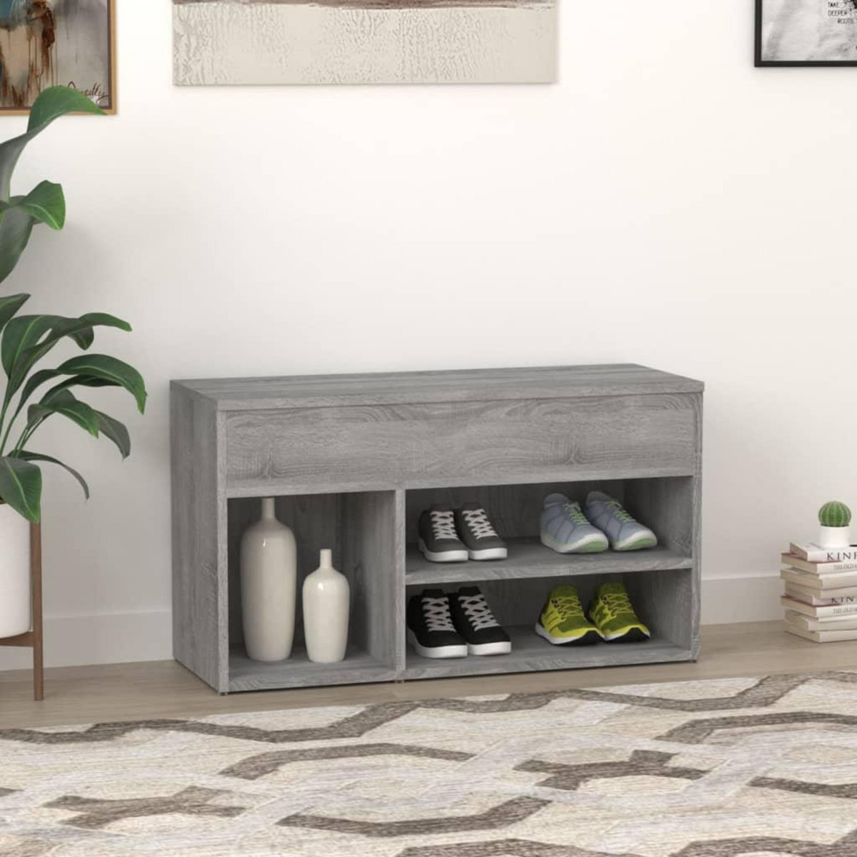 VIDAXL Banc a chaussures Sonoma gris 80x30x45 cm Bois d'ingenierie