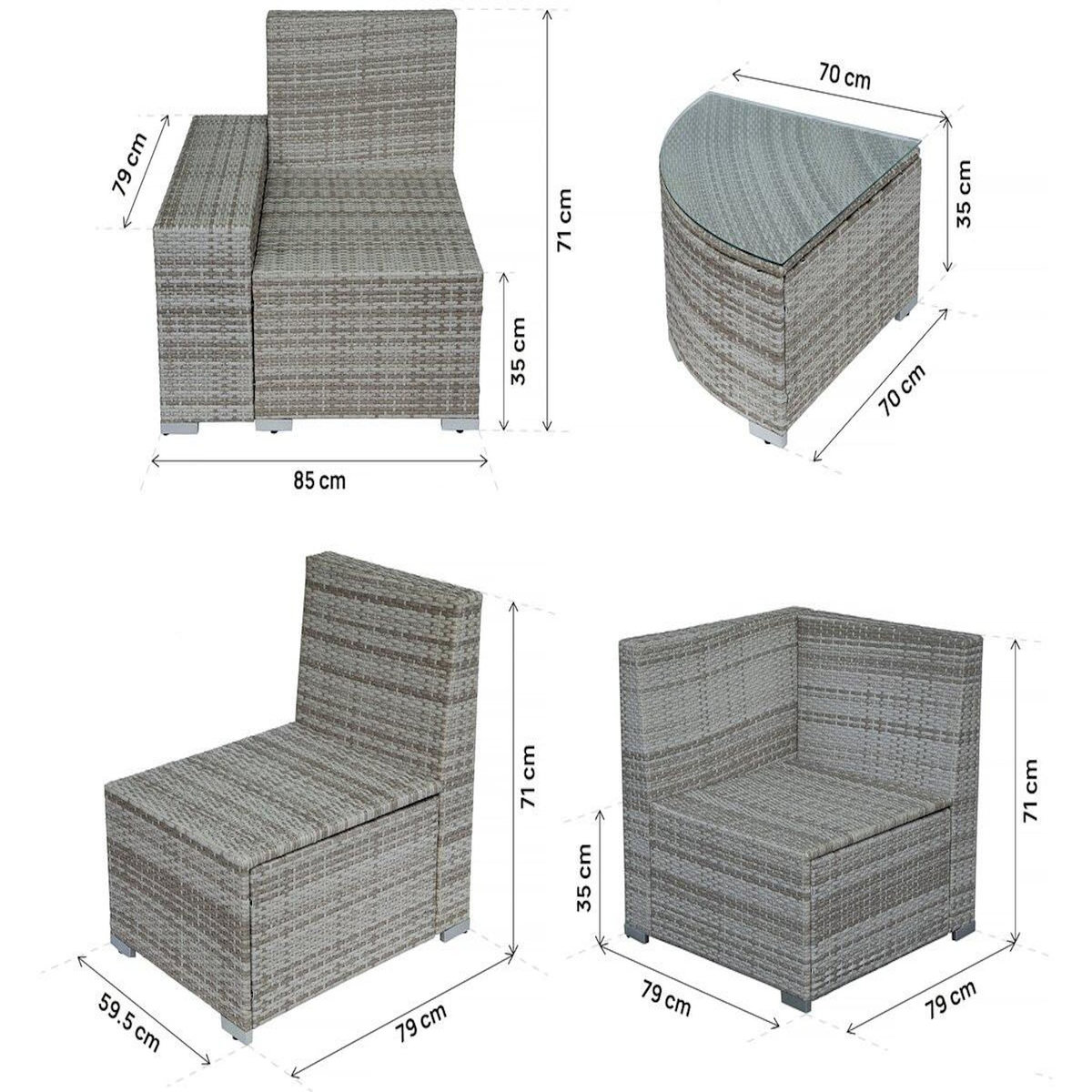 Habitat et Jardin Salon de jardin en résine tressée  Milo  - 5 places - Gris