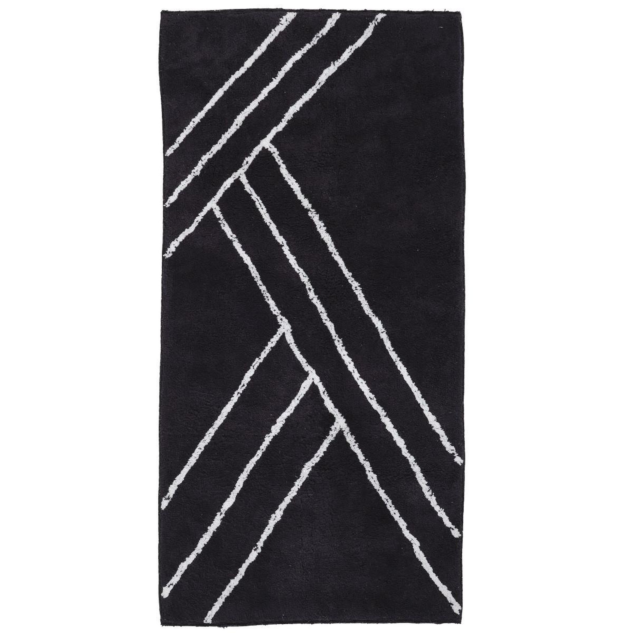 GUY LEVASSEUR Tapis de bain déco géométrique en coton 60x120cm. Coloris disponibles : Noir, Bleu