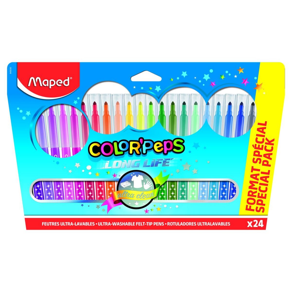 MAPED Etui de 24 feutres de coloriage ultra lavables Color'Peps