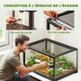 Voir la diapositive 5 : PAWHUT Terrarium 86L - toit maillé et porte coulissante verrouillable - 50x30x35cm - alu noir verre