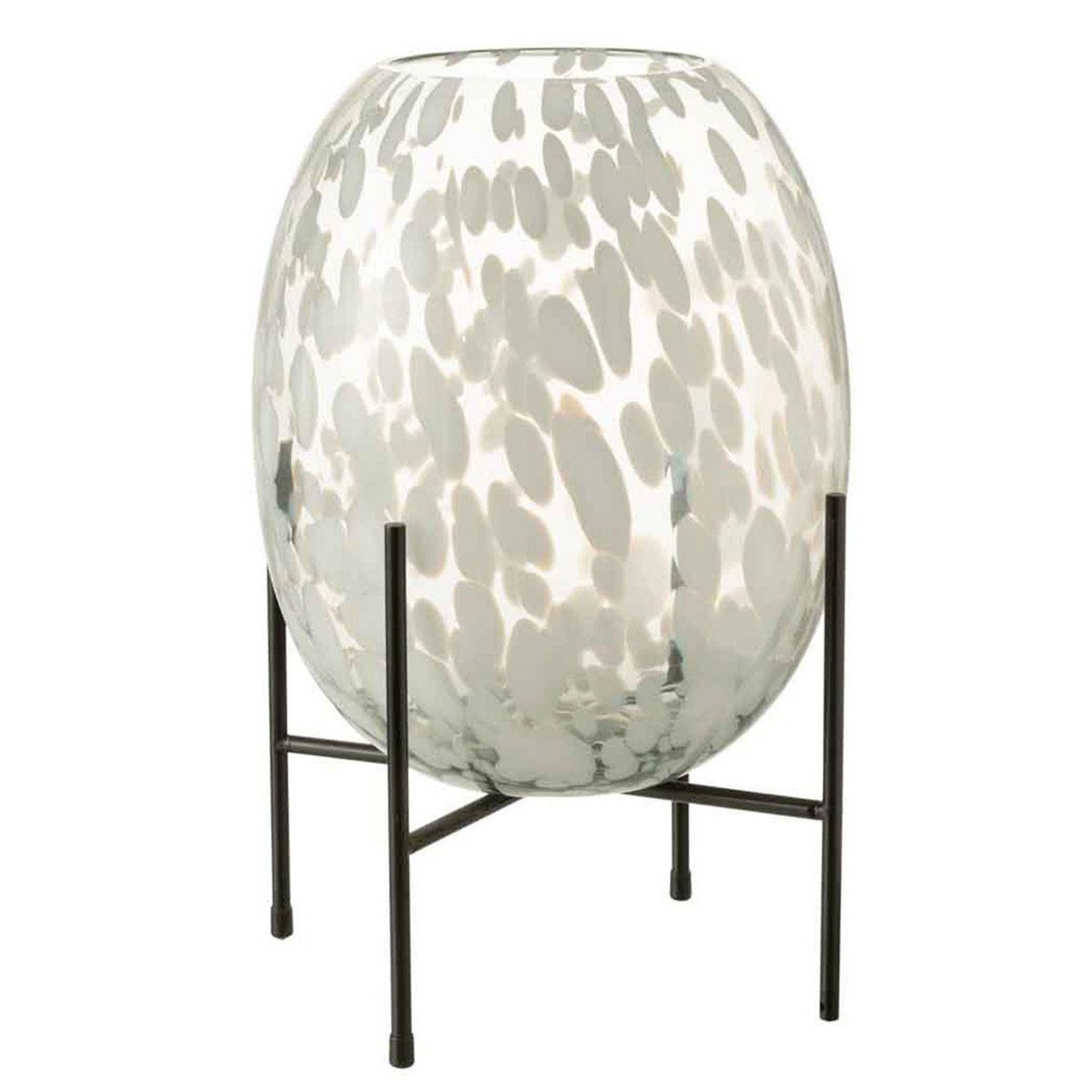 J-LINE Vase sur pied design  tâche  38cm gris & blanc