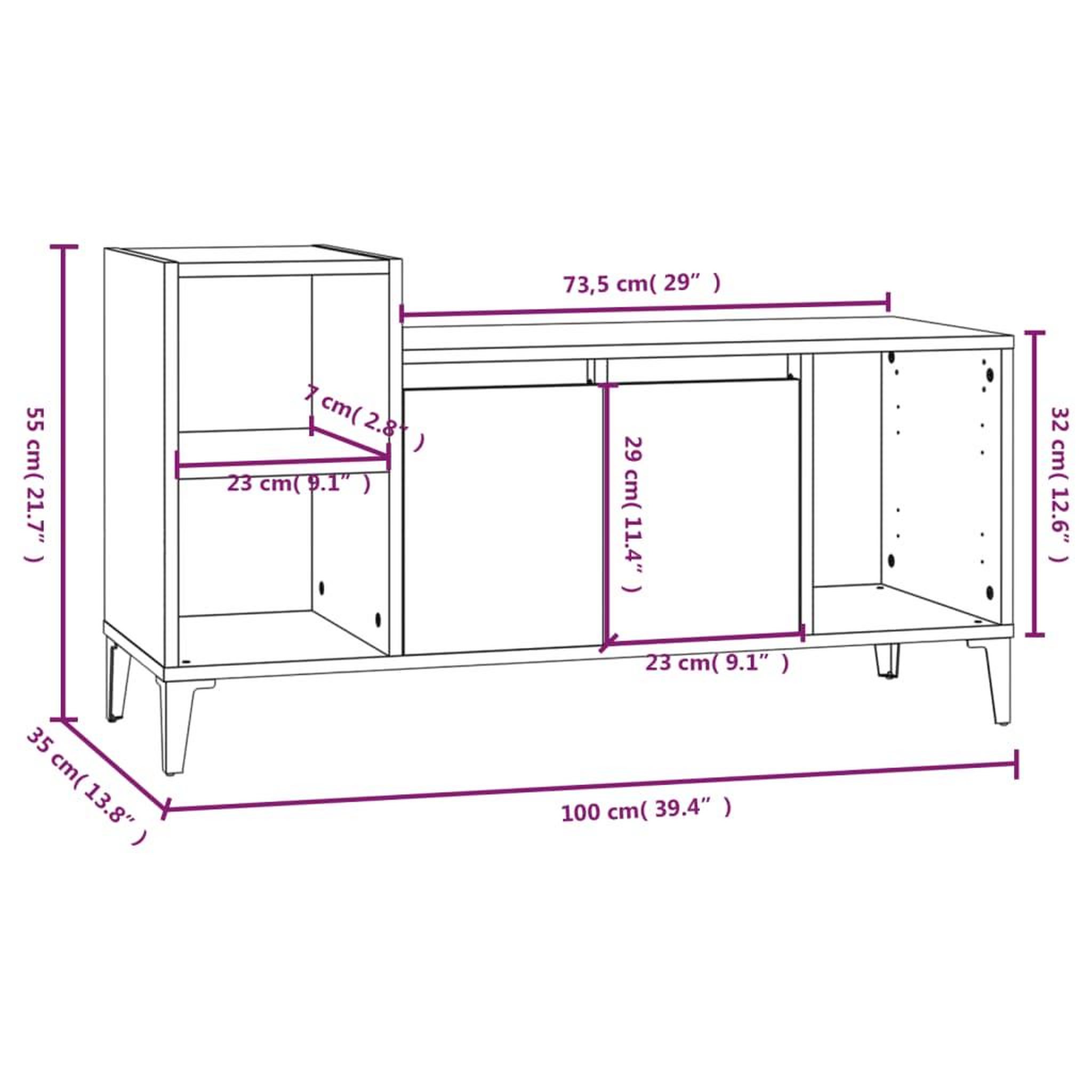Voir la diapositive 6 : VIDAXL Meuble TV Chene fume 100x35x55 cm Bois d'ingenierie