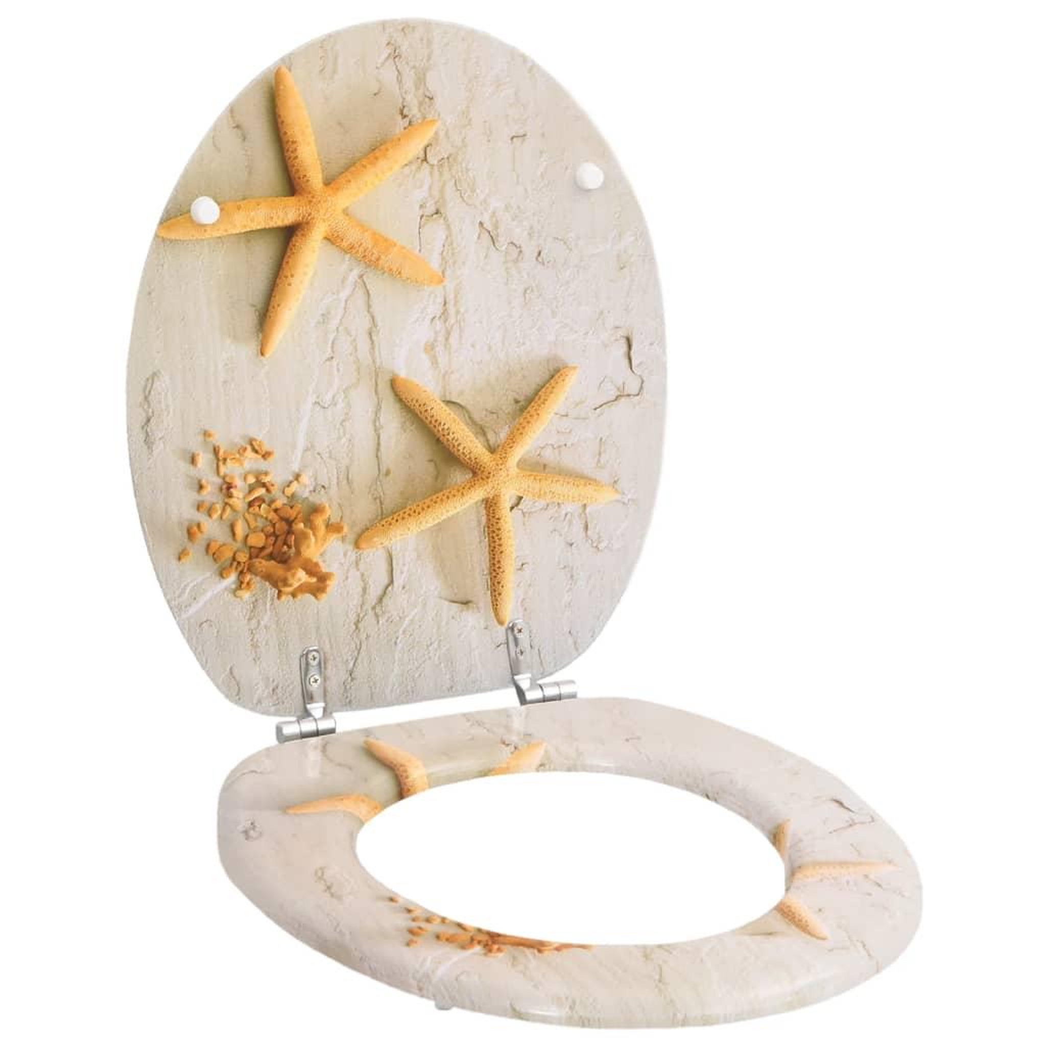Voir la diapositive 1 : VIDAXL Siege de toilette avec Couvercle MDF Etoile de mer