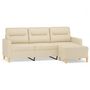 Voir la diapositive 2 : VIDAXL Canape a 3 places avec repose-pieds Creme 180 cm Tissu
