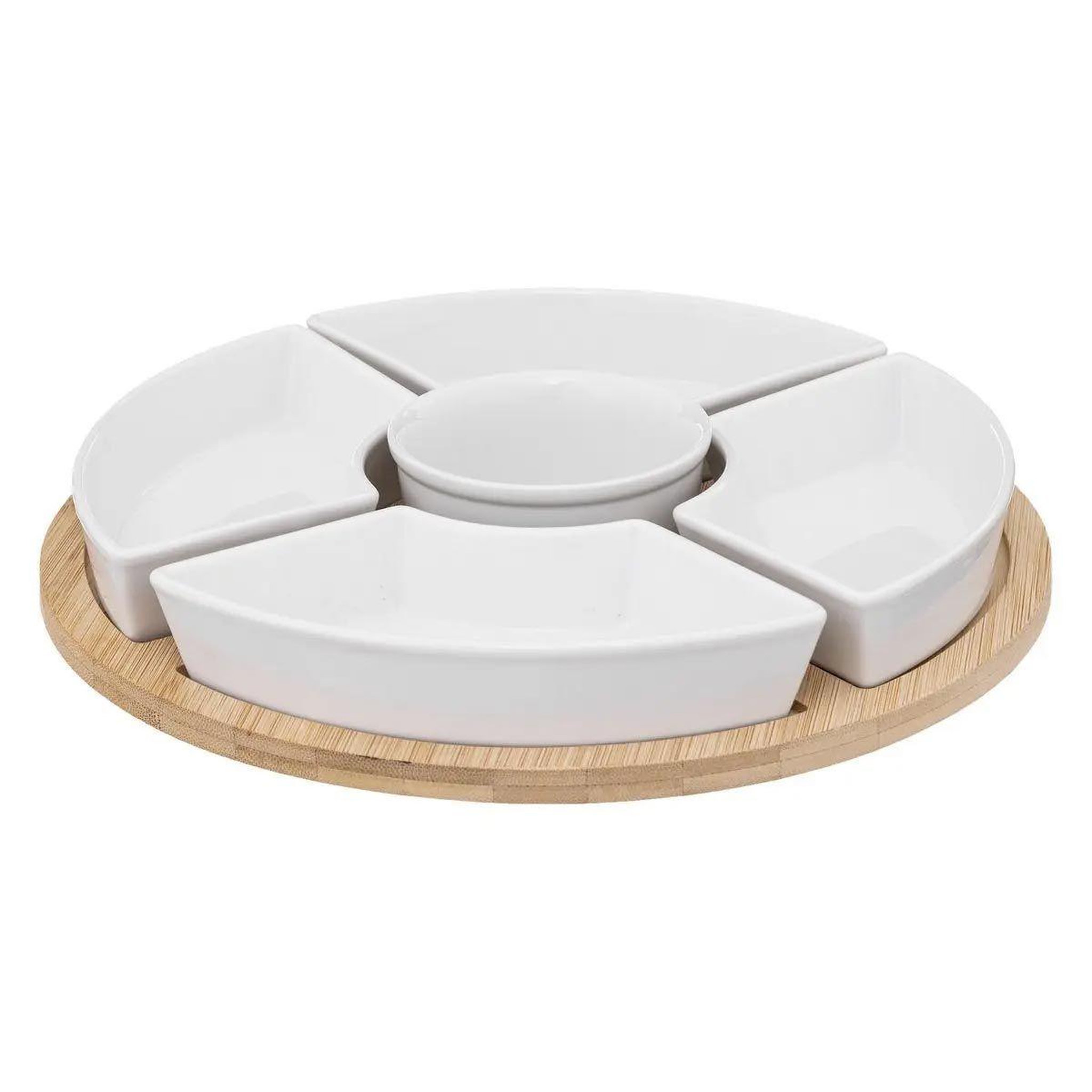 Voir la diapositive 1 : SECRET DE GOURMET Set apéritif 6 pièces  bambou  27cm blanc
