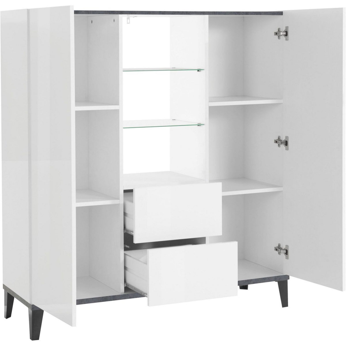 Buffet haut moderne 2 portes 2 tiroirs L120cm BARI