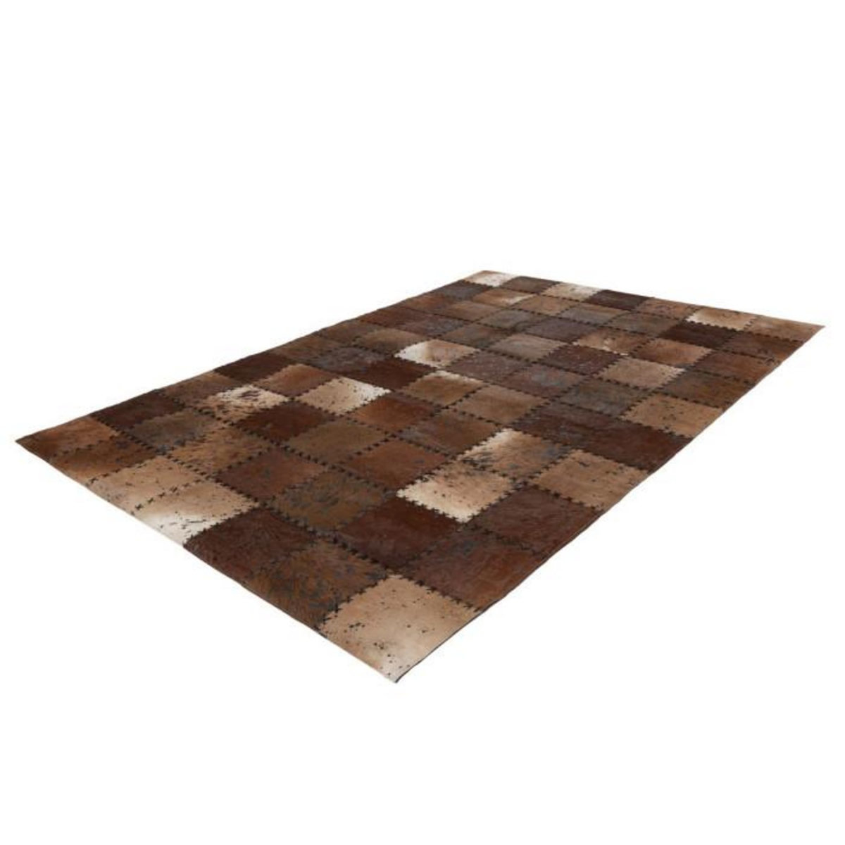 Paris Prix Tapis Patchwork en Cuir Fait Main  Voila  Marron