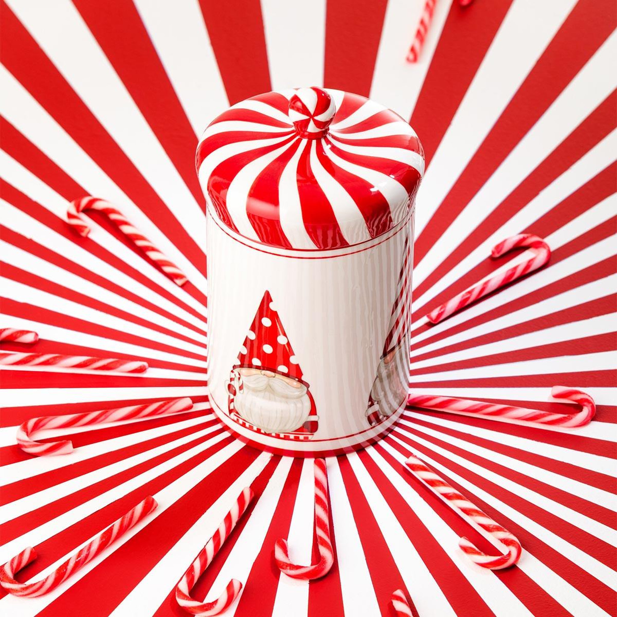Voir la diapositive 4 : J-LINE Boîte déco en dolomite  père noël  26cm rouge