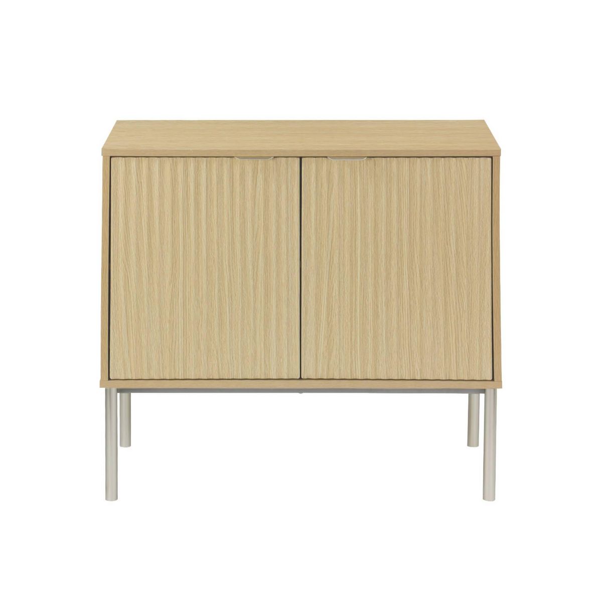 SWEEEK Buffet effet bois rainuré et métal champagne. 2 portes 80cm. buffet bas