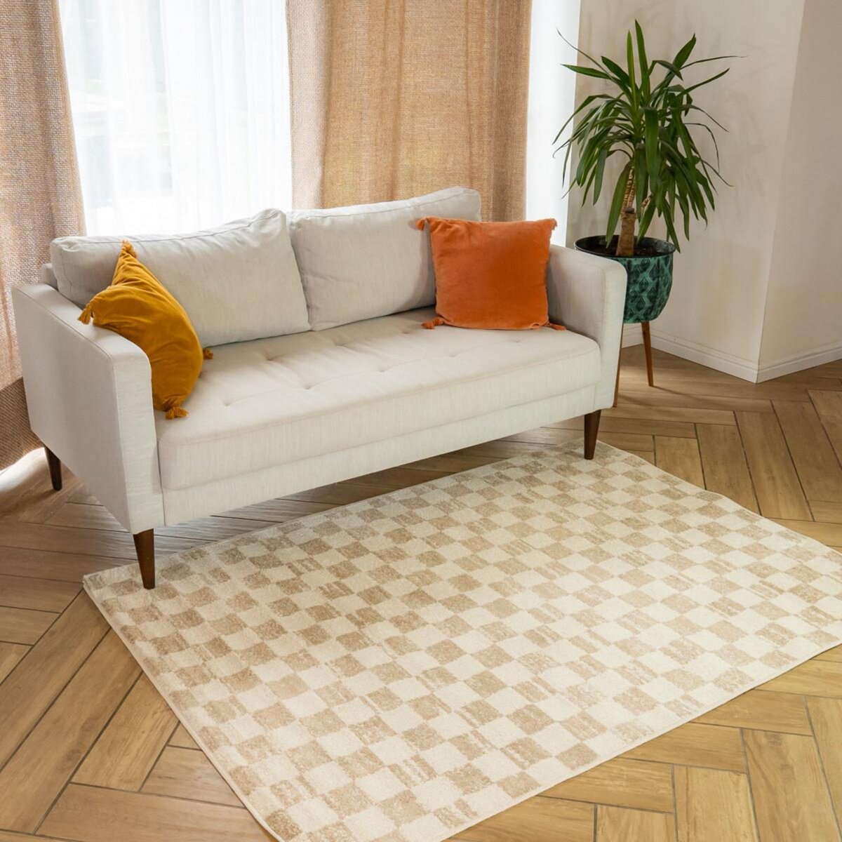FUTURE HOME Tapis décoration d'intérieur damier 133x190cm