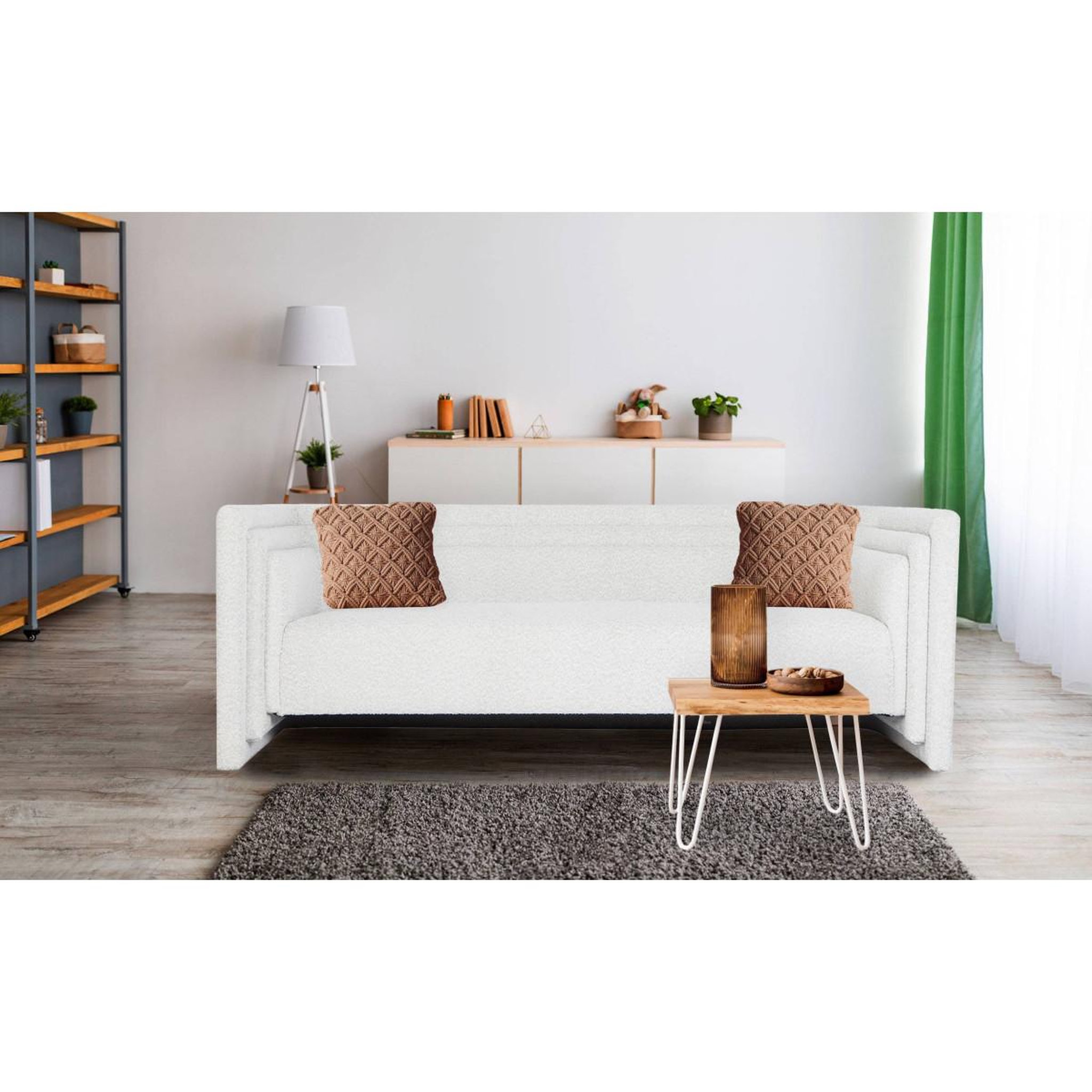 Voir la diapositive 6 : Paris Prix Canapé 3 places design bouclette  cubia  230cm crème