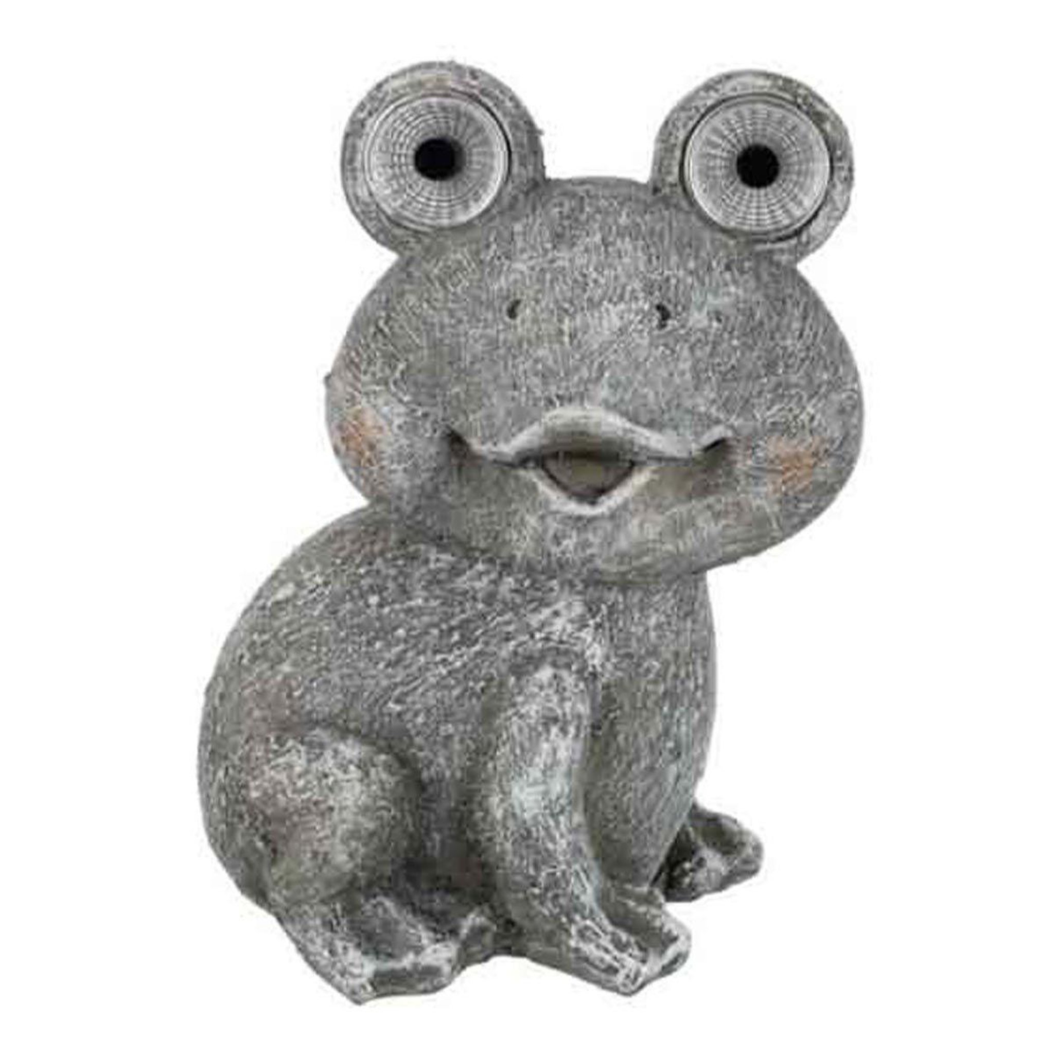 J-LINE Statuette déco  grenouille solaire  22cm gris