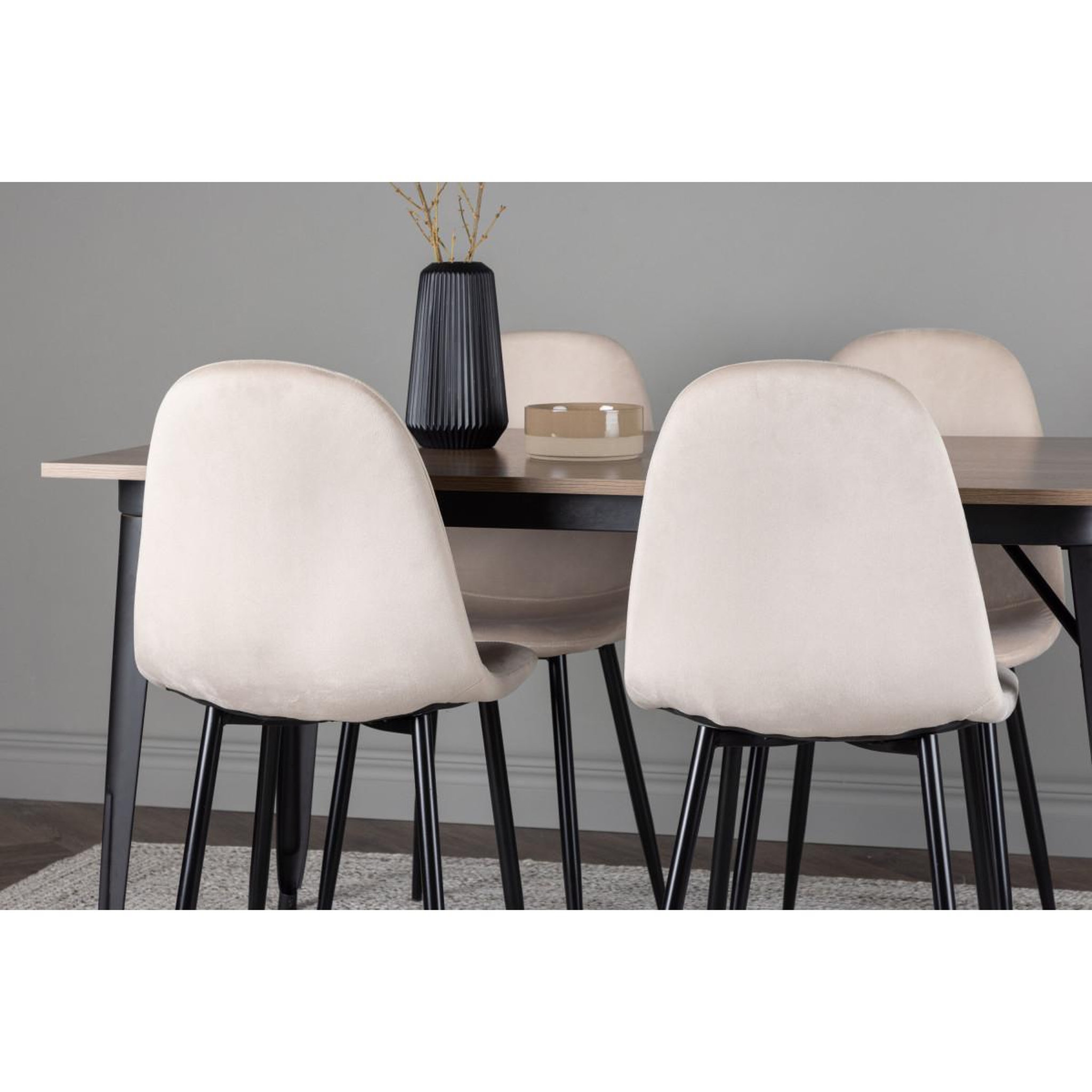 Voir la diapositive 5 : Paris Prix Ensemble table à manger & 4 chaises  tempe & polar  140cm naturel & beige