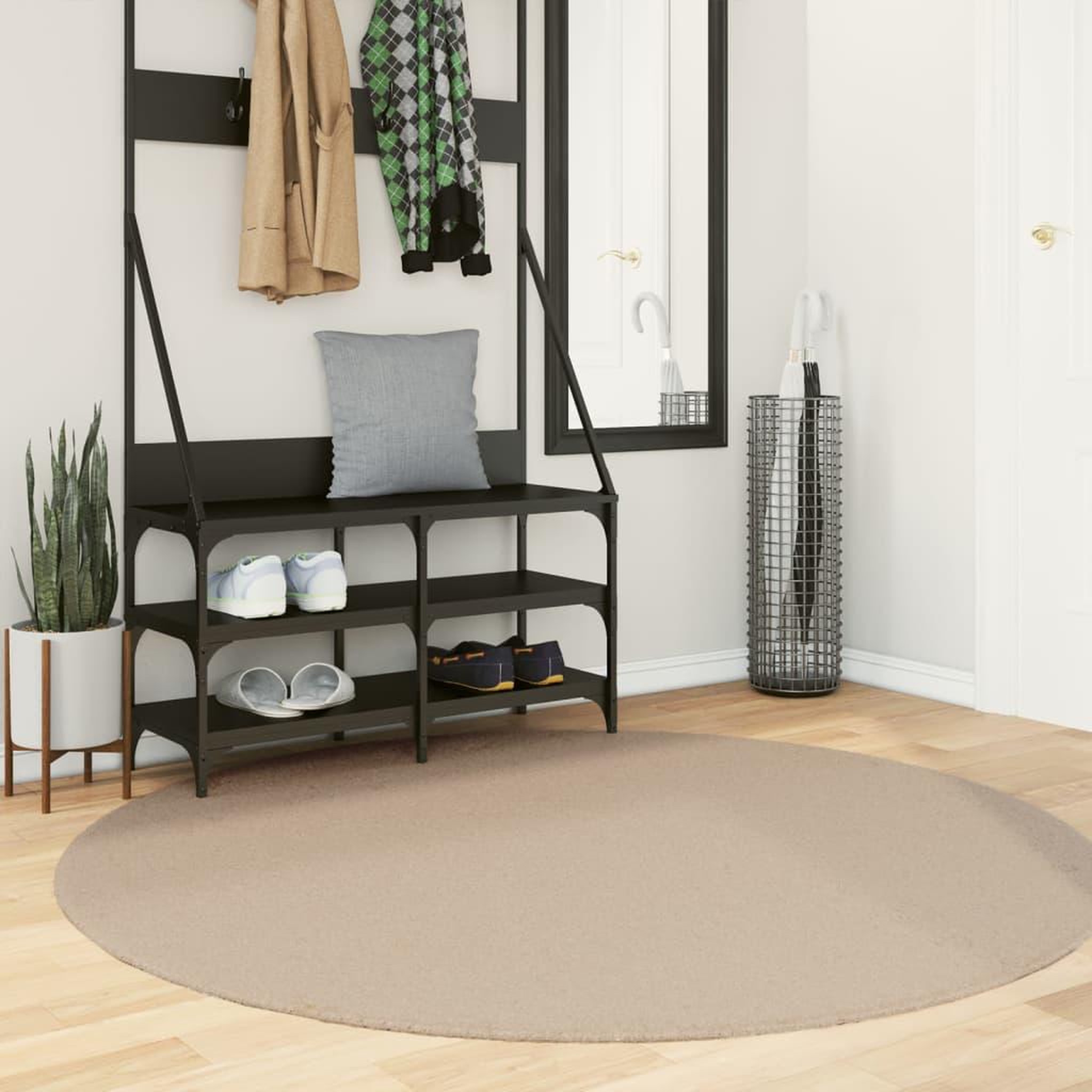 VIDAXL Tapis HUARTE a poils courts doux et lavable sable Ø 160 cm